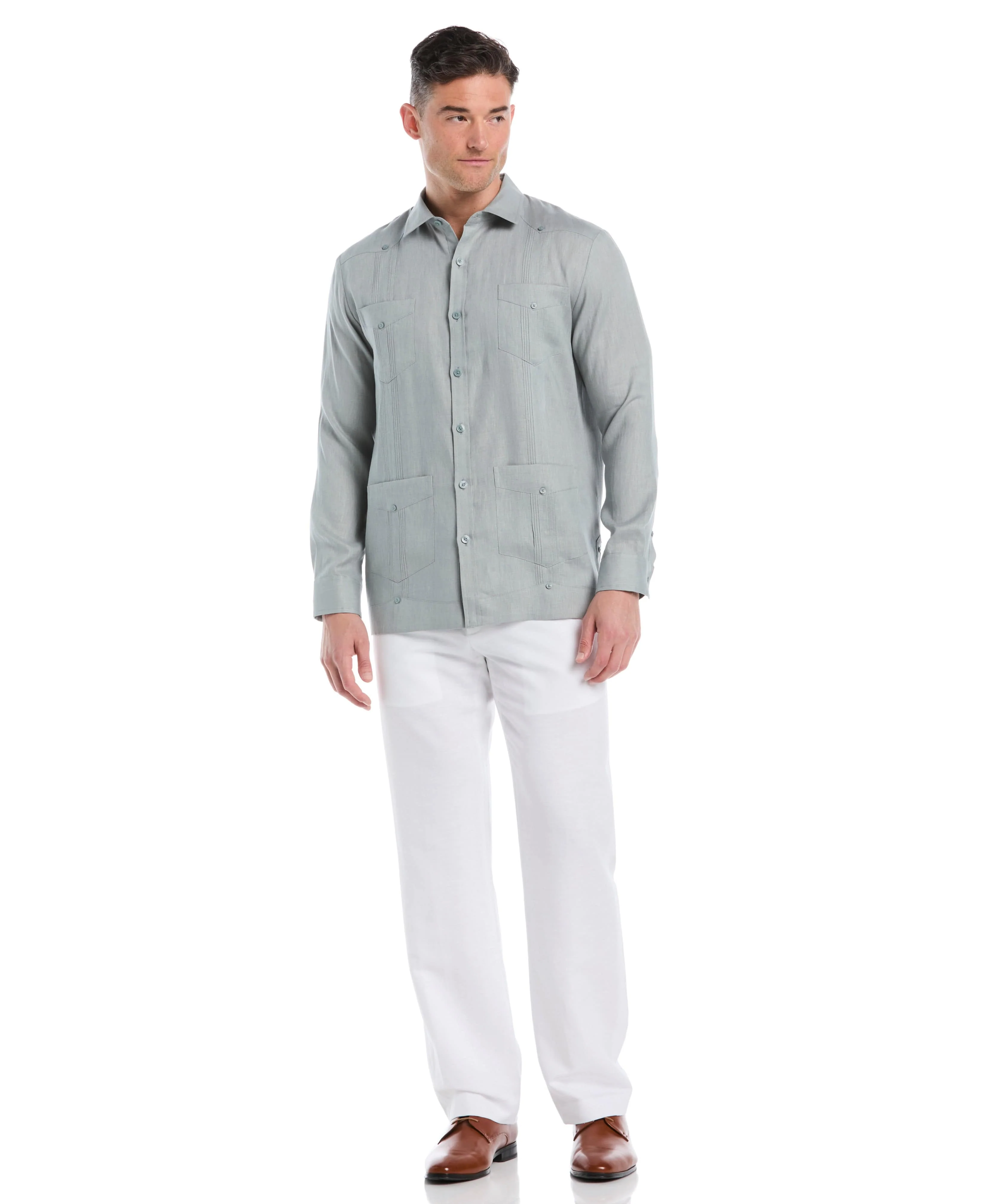 Big & Tall 100% Linen Classic Guayabera Shirt - Long Sleeve - Image 14