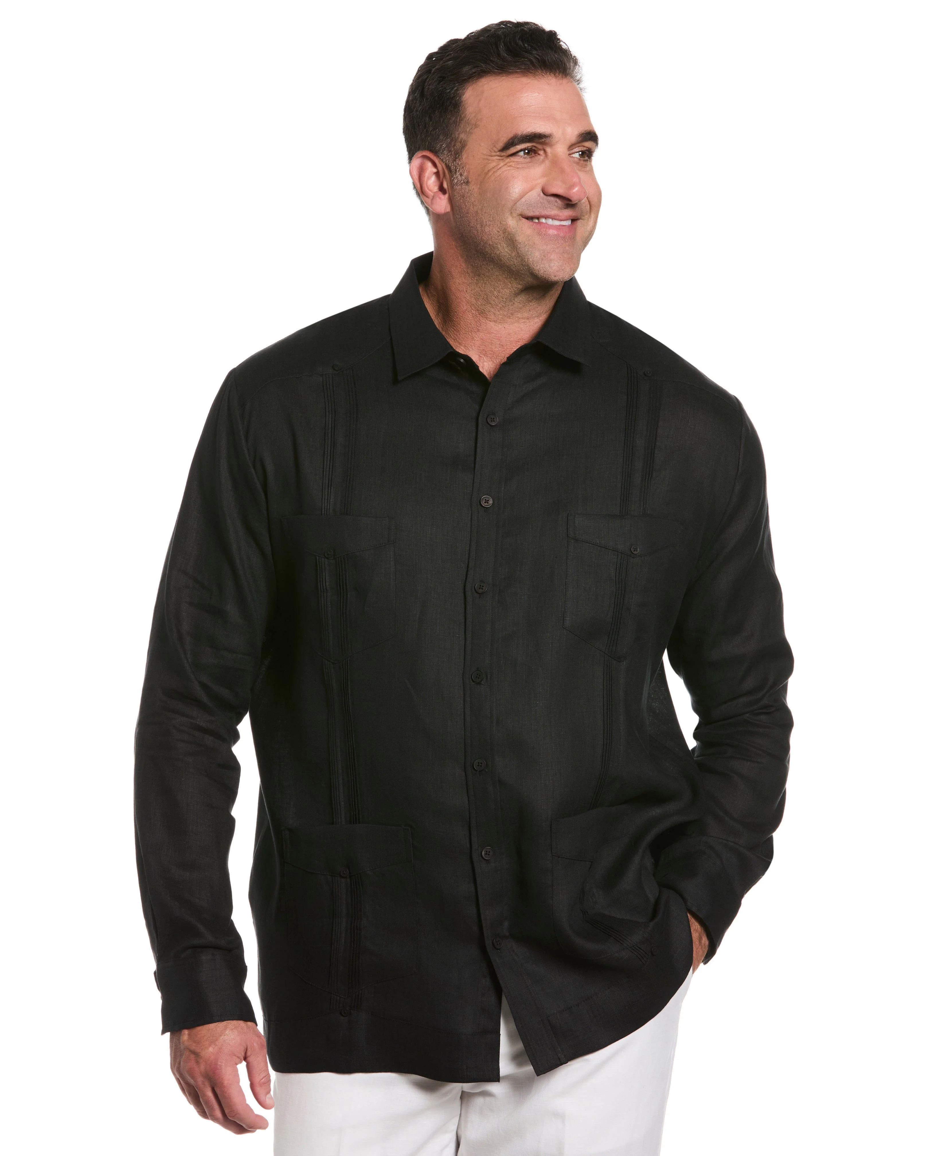 Big & Tall 100% Linen Classic Guayabera Shirt - Long Sleeve - Image 17