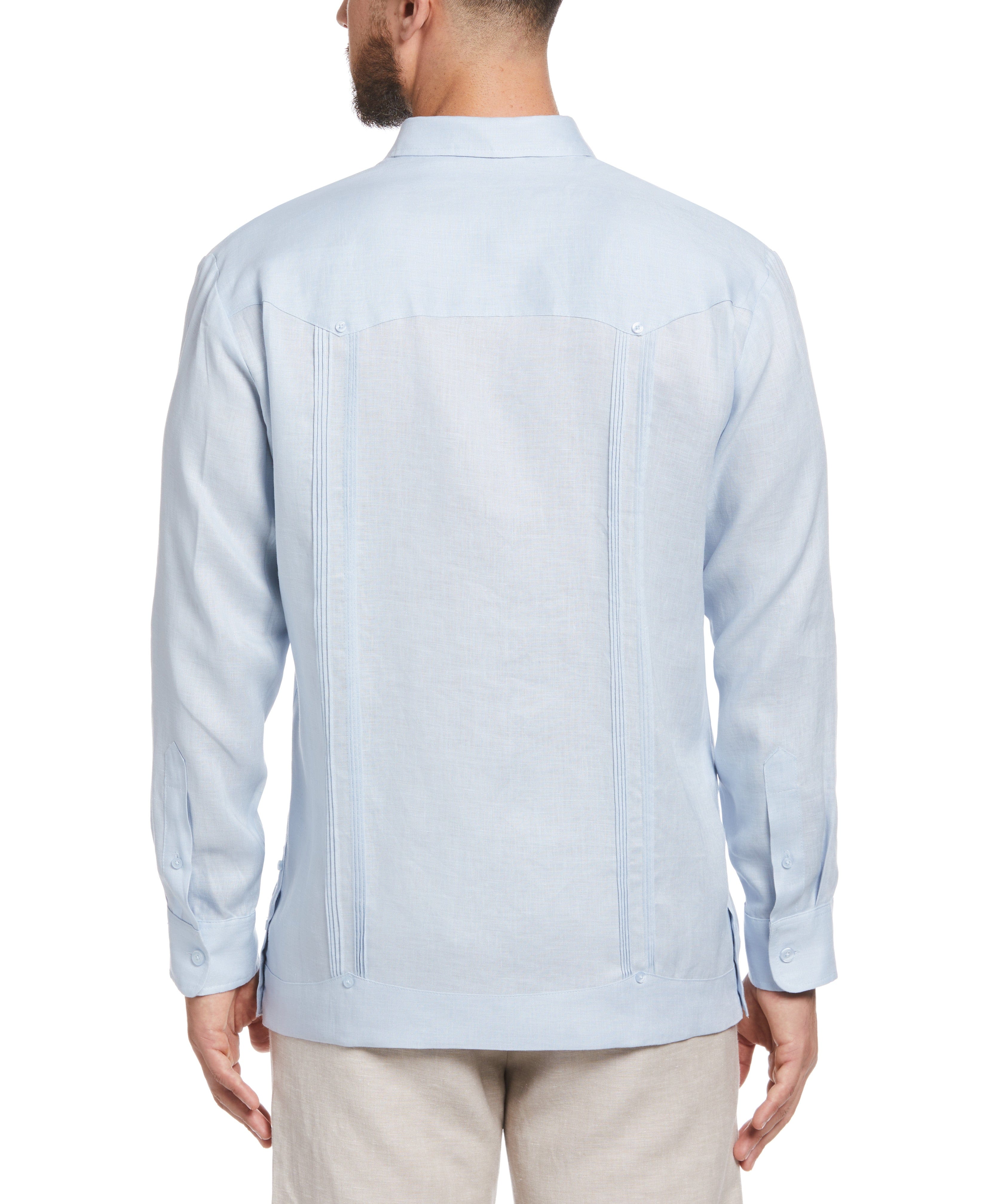 Big & Tall 100% Linen Classic Guayabera Shirt - Long Sleeve - Image 2