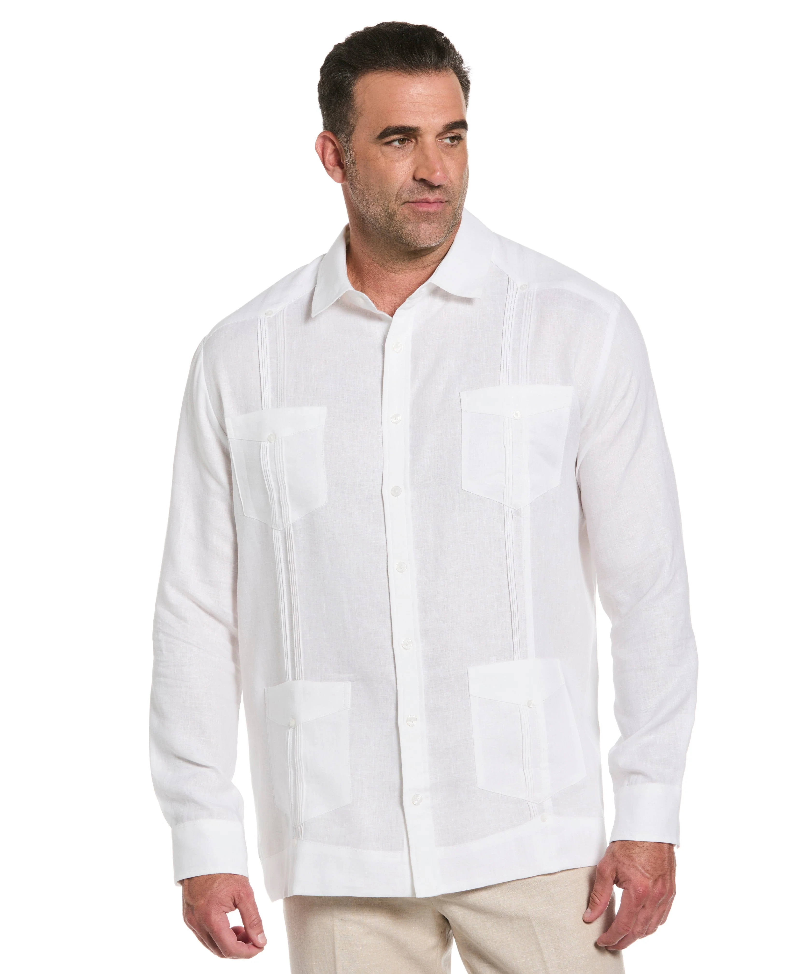 Big & Tall 100% Linen Classic Guayabera Shirt - Long Sleeve - Image 22