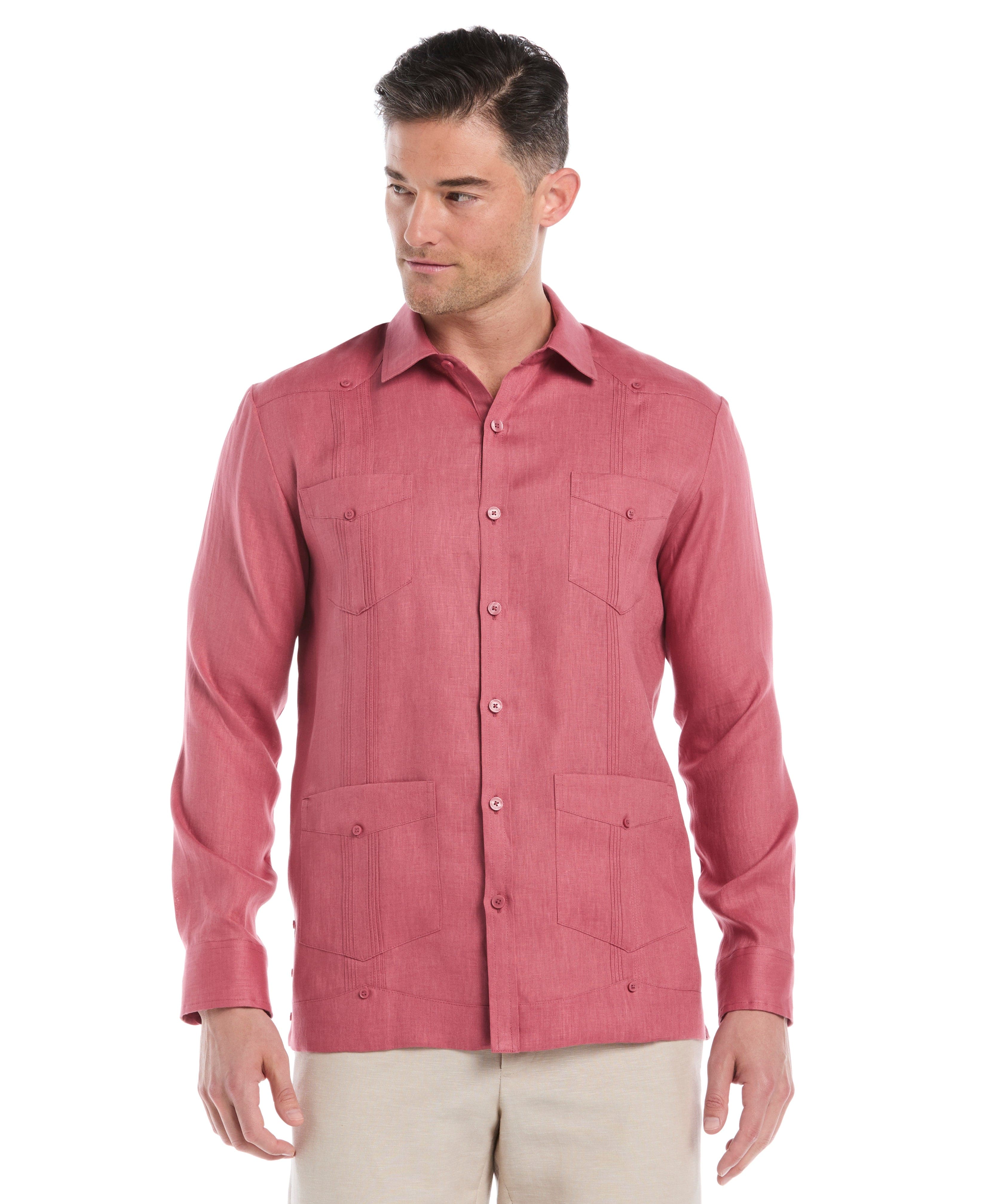 Big & Tall 100% Linen Classic Guayabera Shirt - Long Sleeve - Image 27