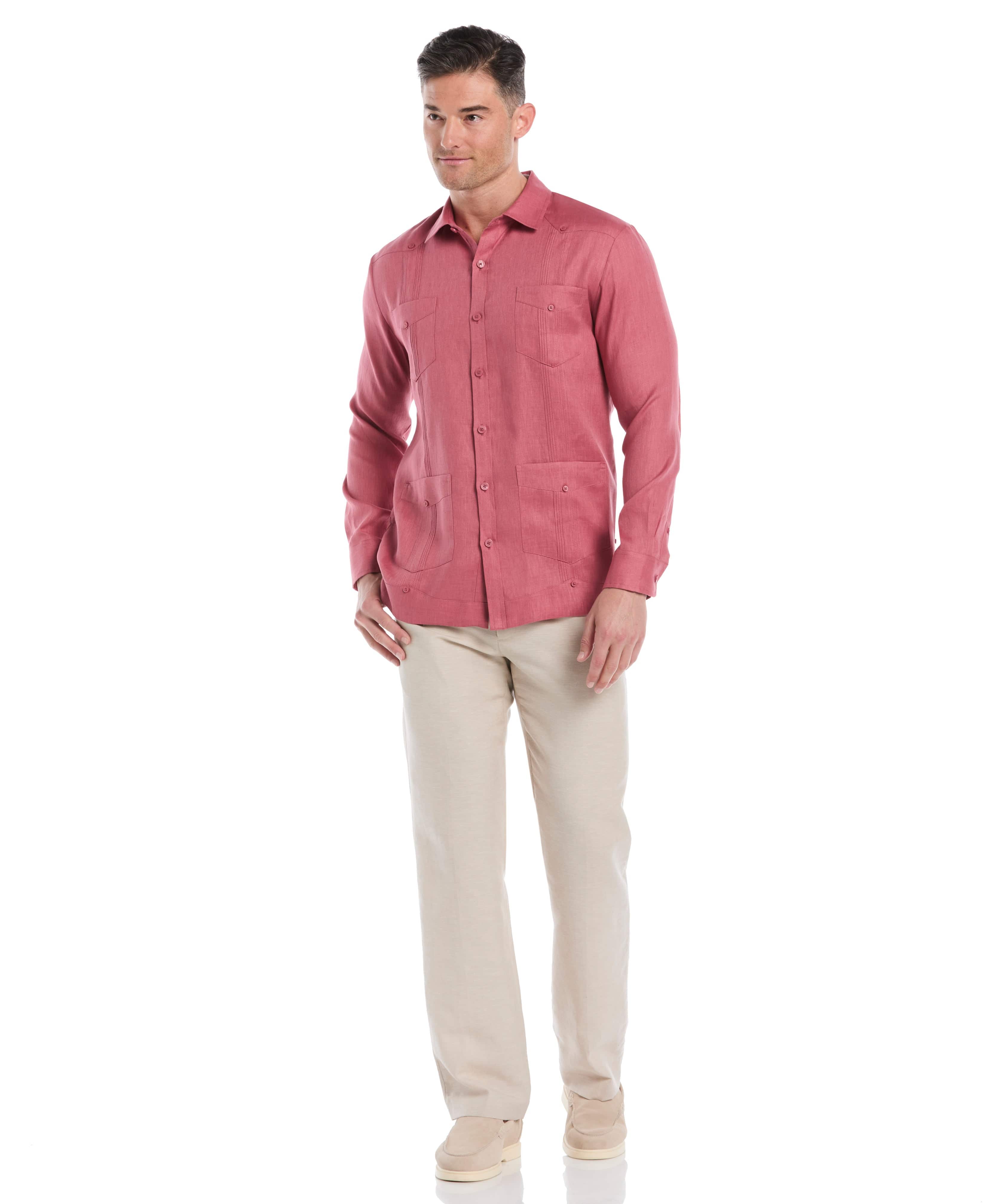 Big & Tall 100% Linen Classic Guayabera Shirt - Long Sleeve - Image 30