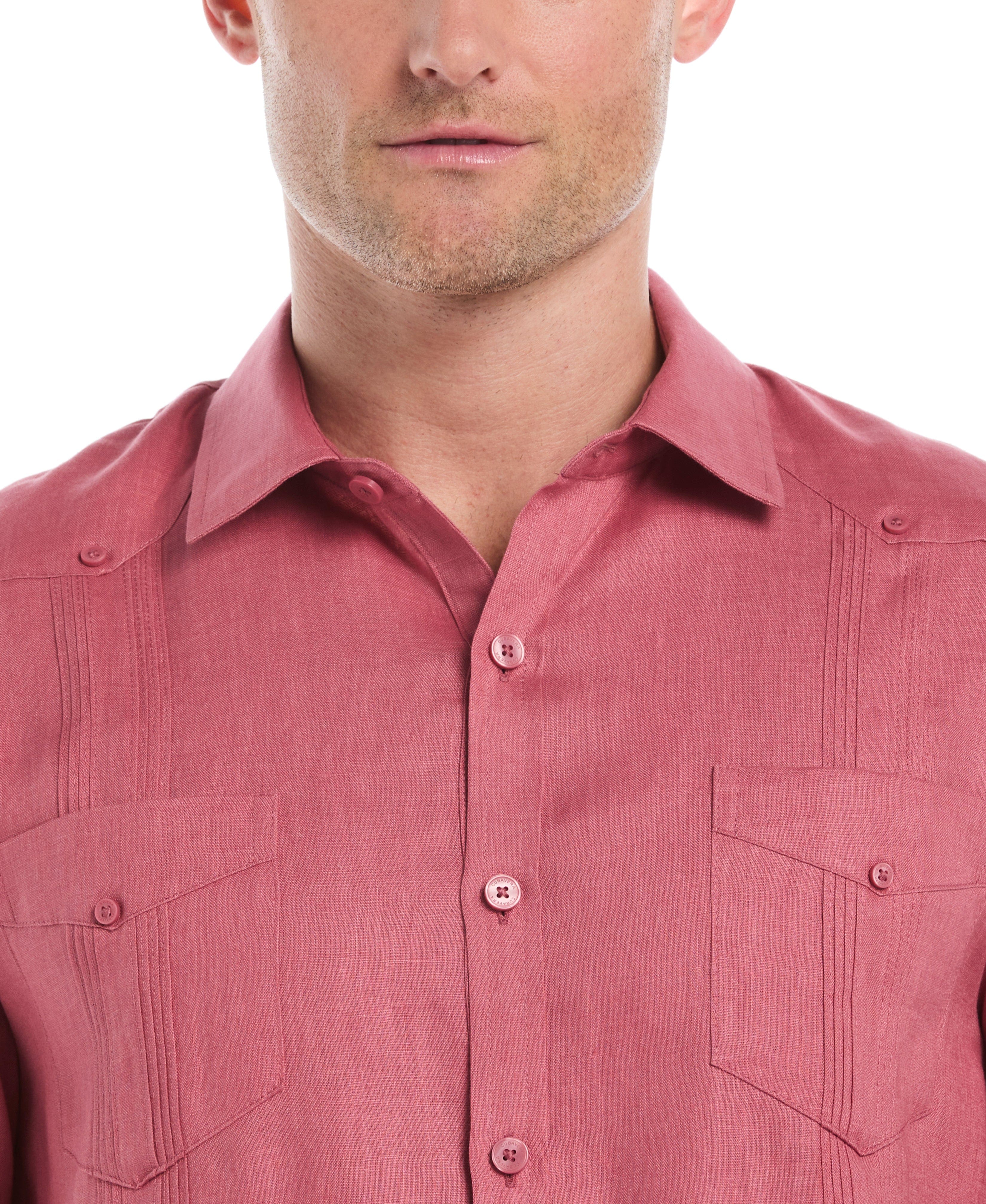 Big & Tall 100% Linen Classic Guayabera Shirt - Long Sleeve - Image 32