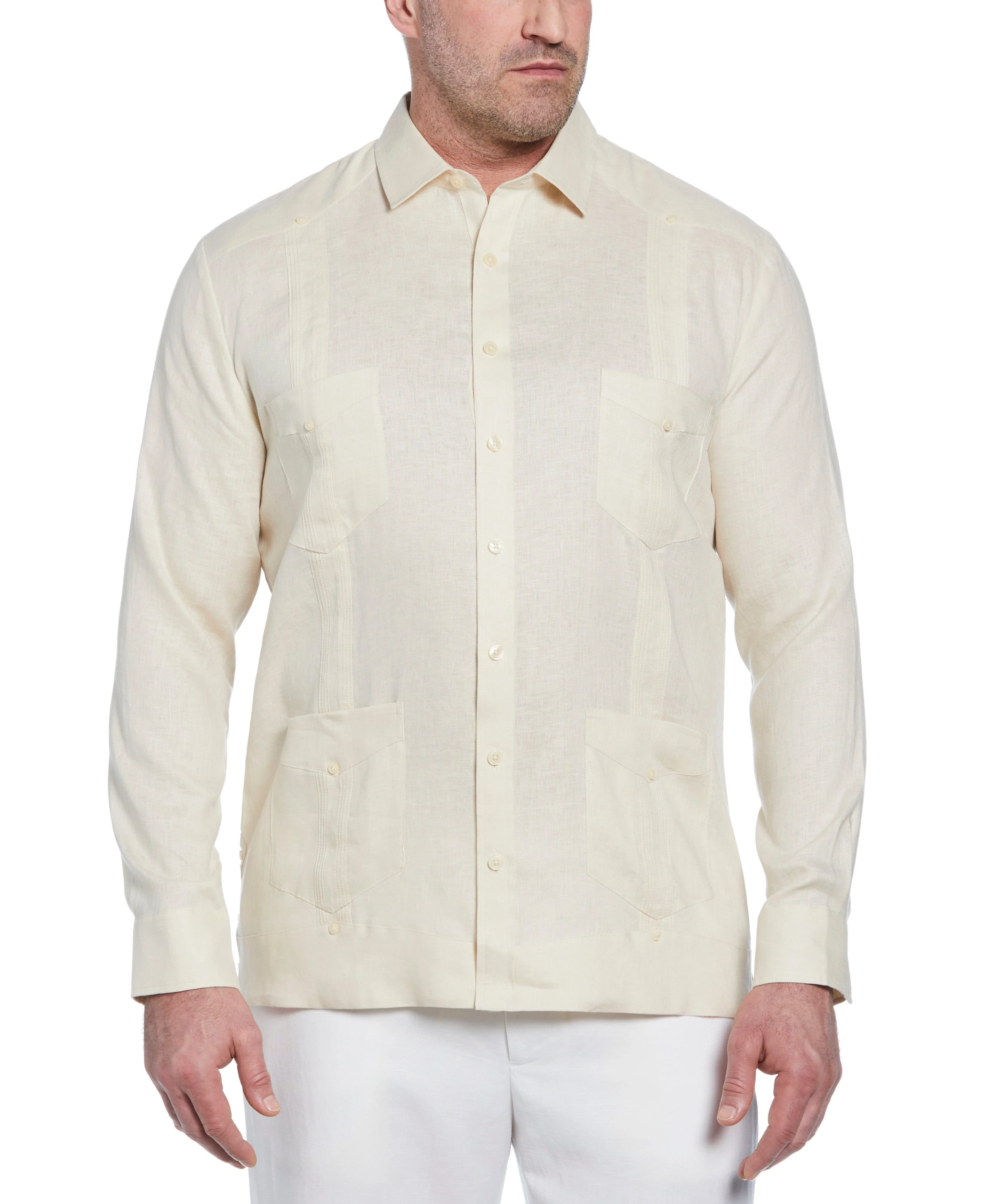 Big & Tall 100% Linen Classic Guayabera Shirt - Long Sleeve - Image 38