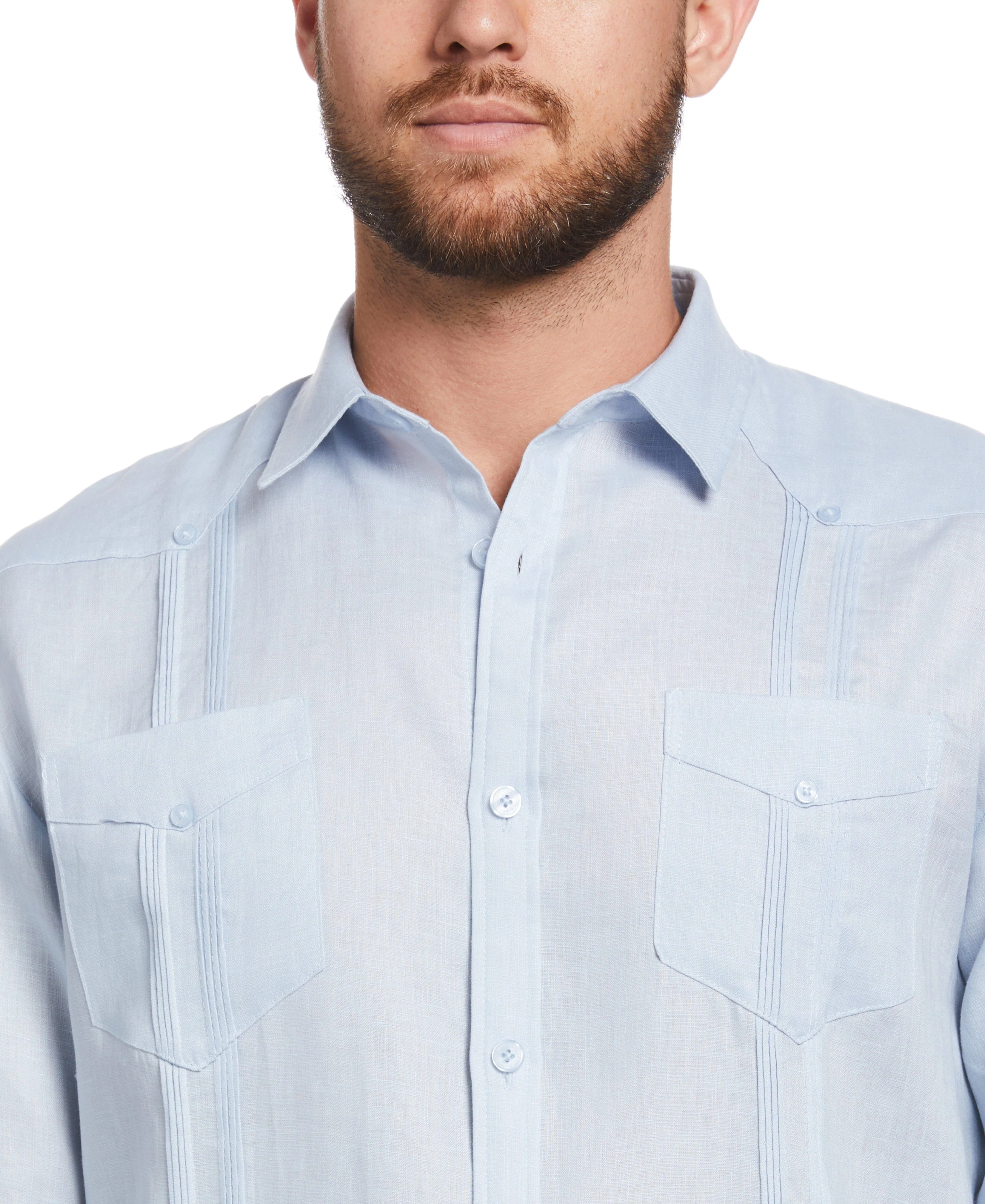 Big & Tall 100% Linen Classic Guayabera Shirt - Long Sleeve - Image 4