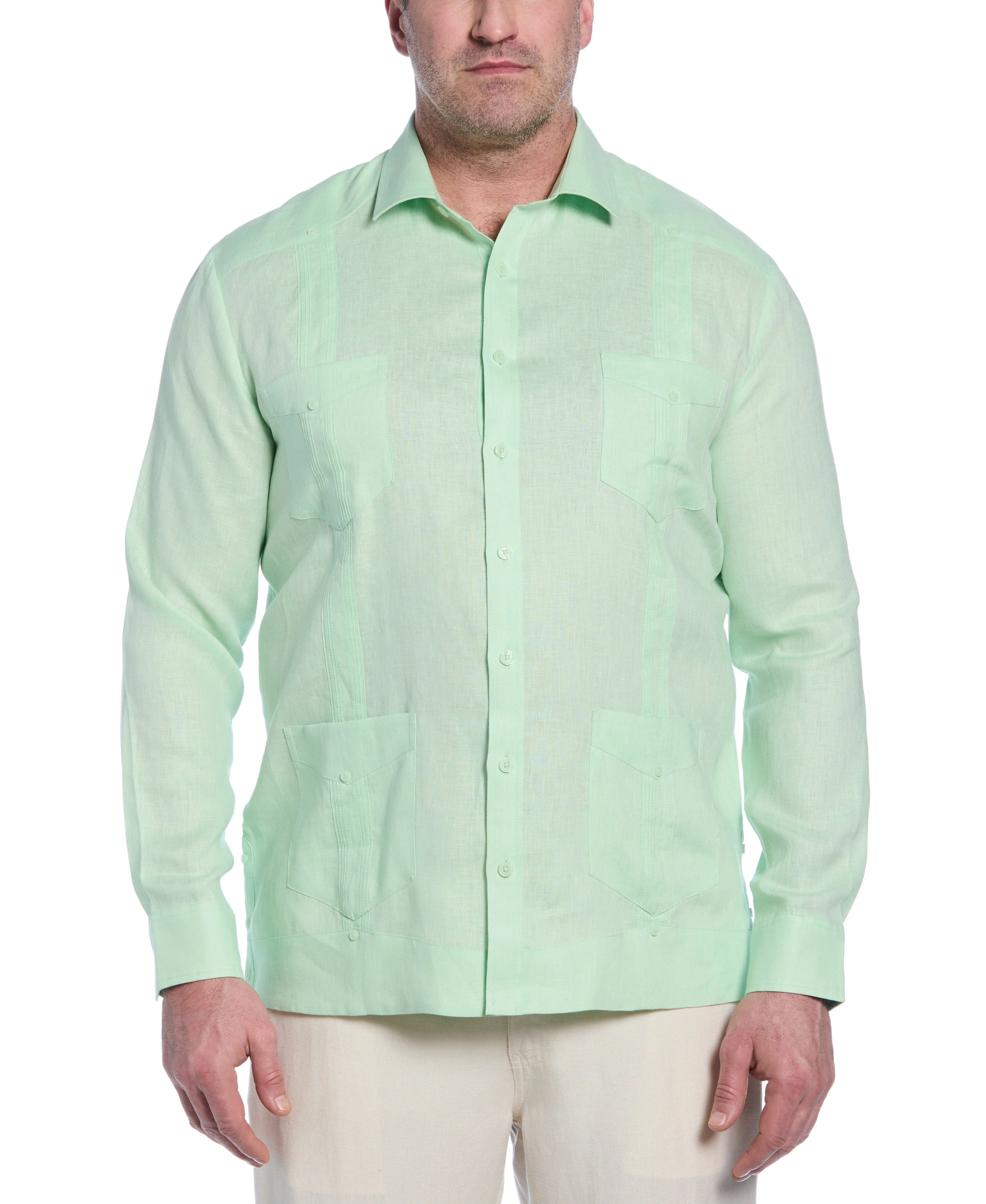 Big & Tall 100% Linen Classic Guayabera Shirt - Long Sleeve - Image 43