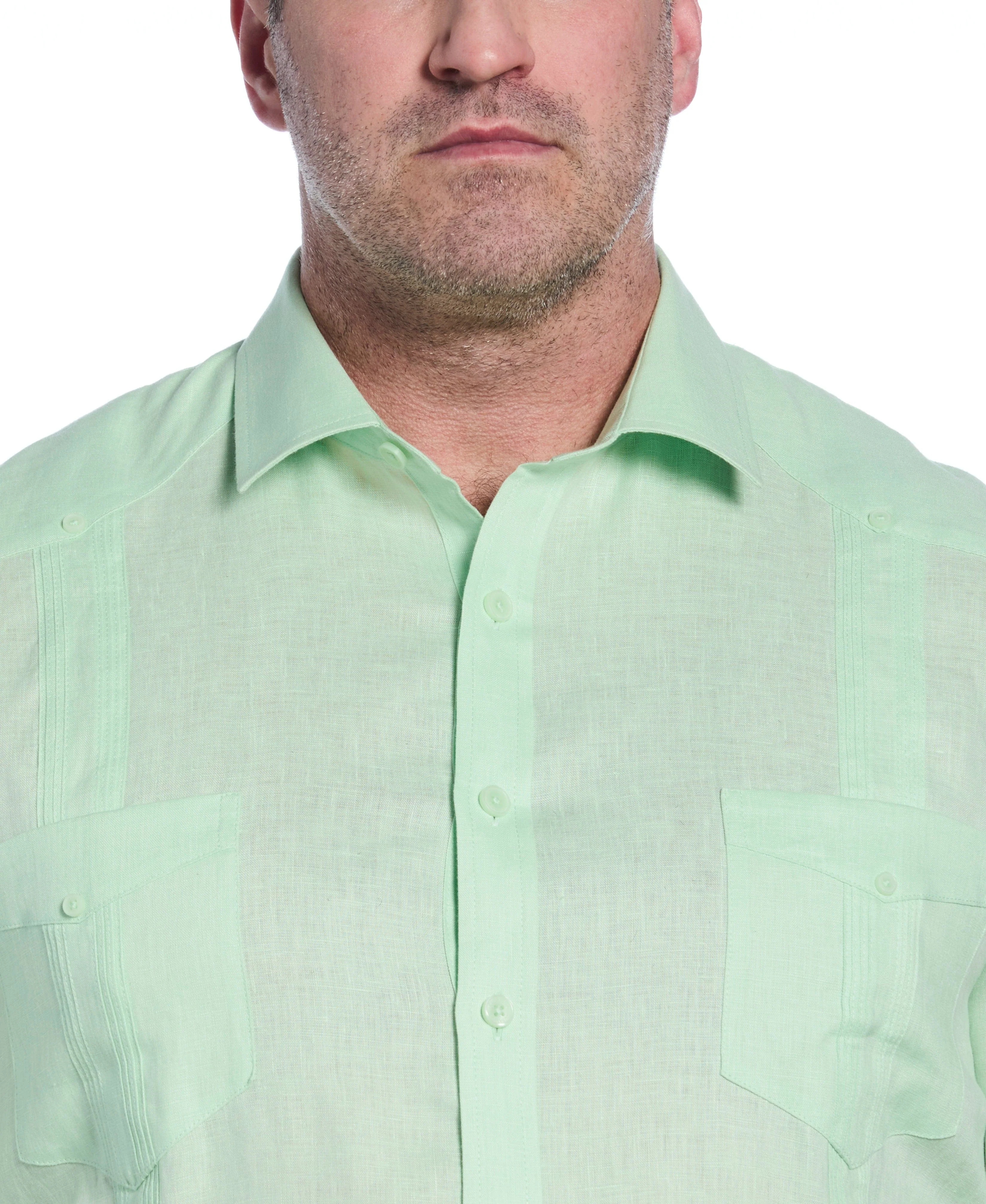 Big & Tall 100% Linen Classic Guayabera Shirt - Long Sleeve - Image 46
