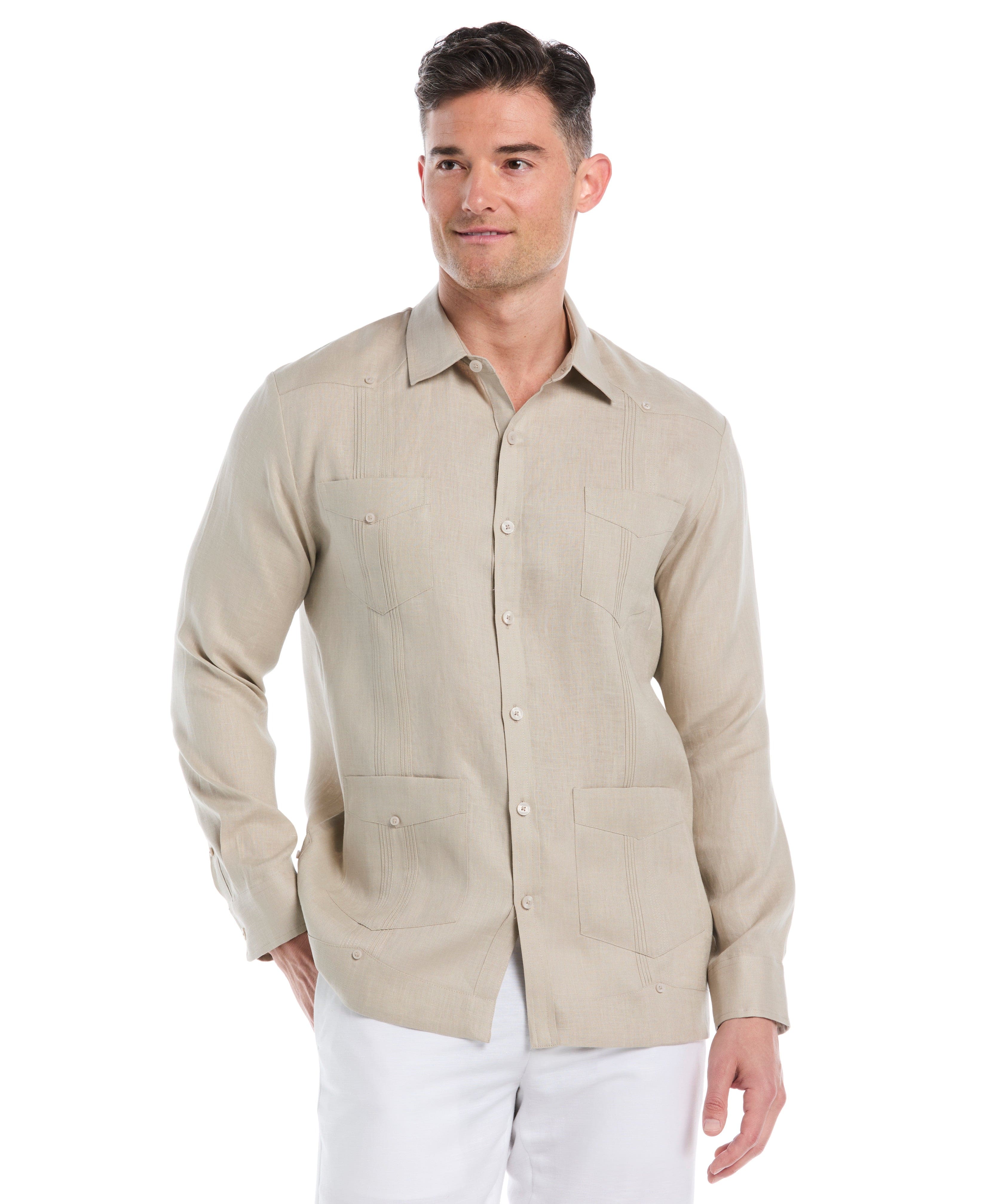 Big & Tall 100% Linen Classic Guayabera Shirt - Long Sleeve - Image 5