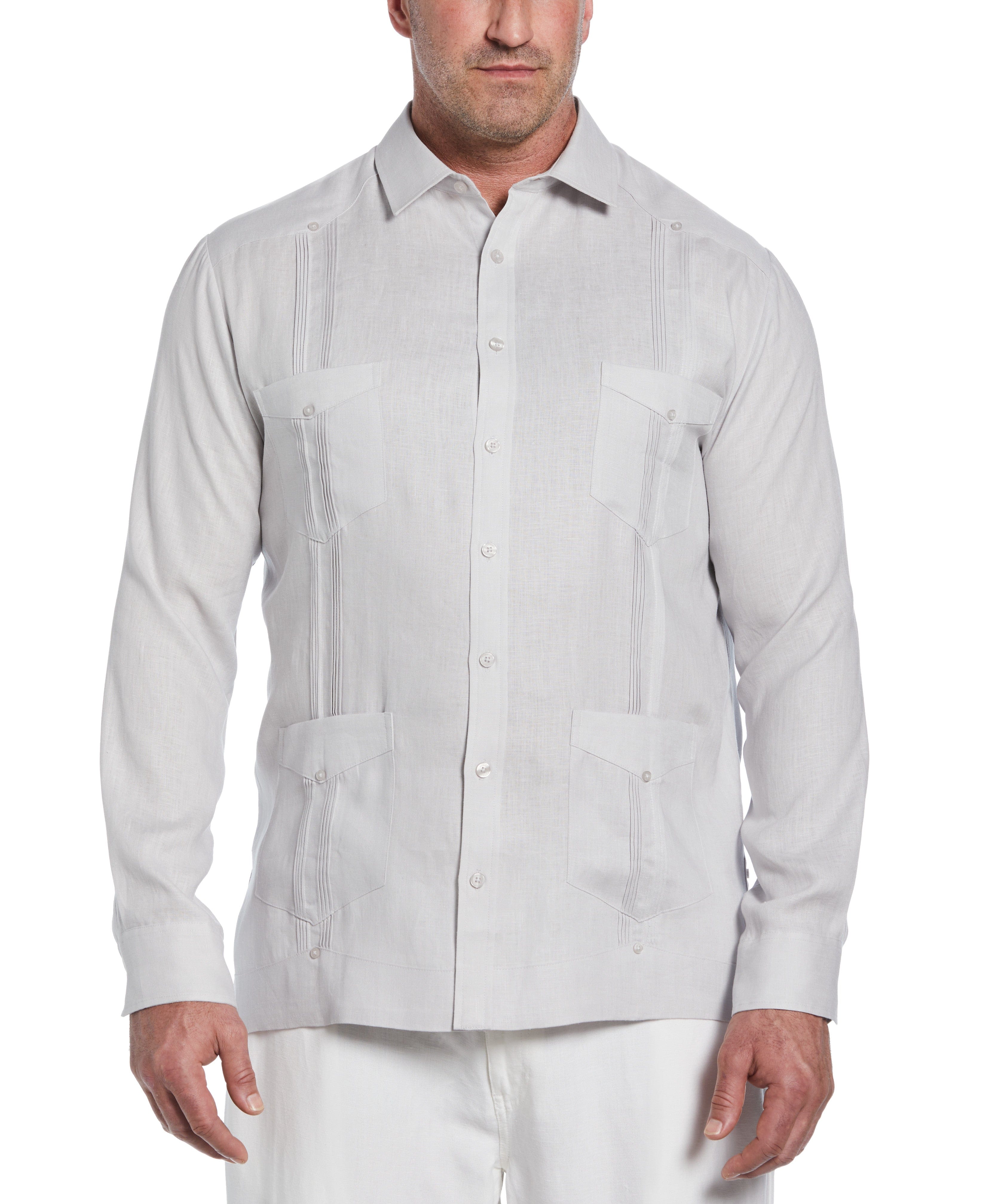 Big & Tall 100% Linen Classic Guayabera Shirt - Long Sleeve - Image 53