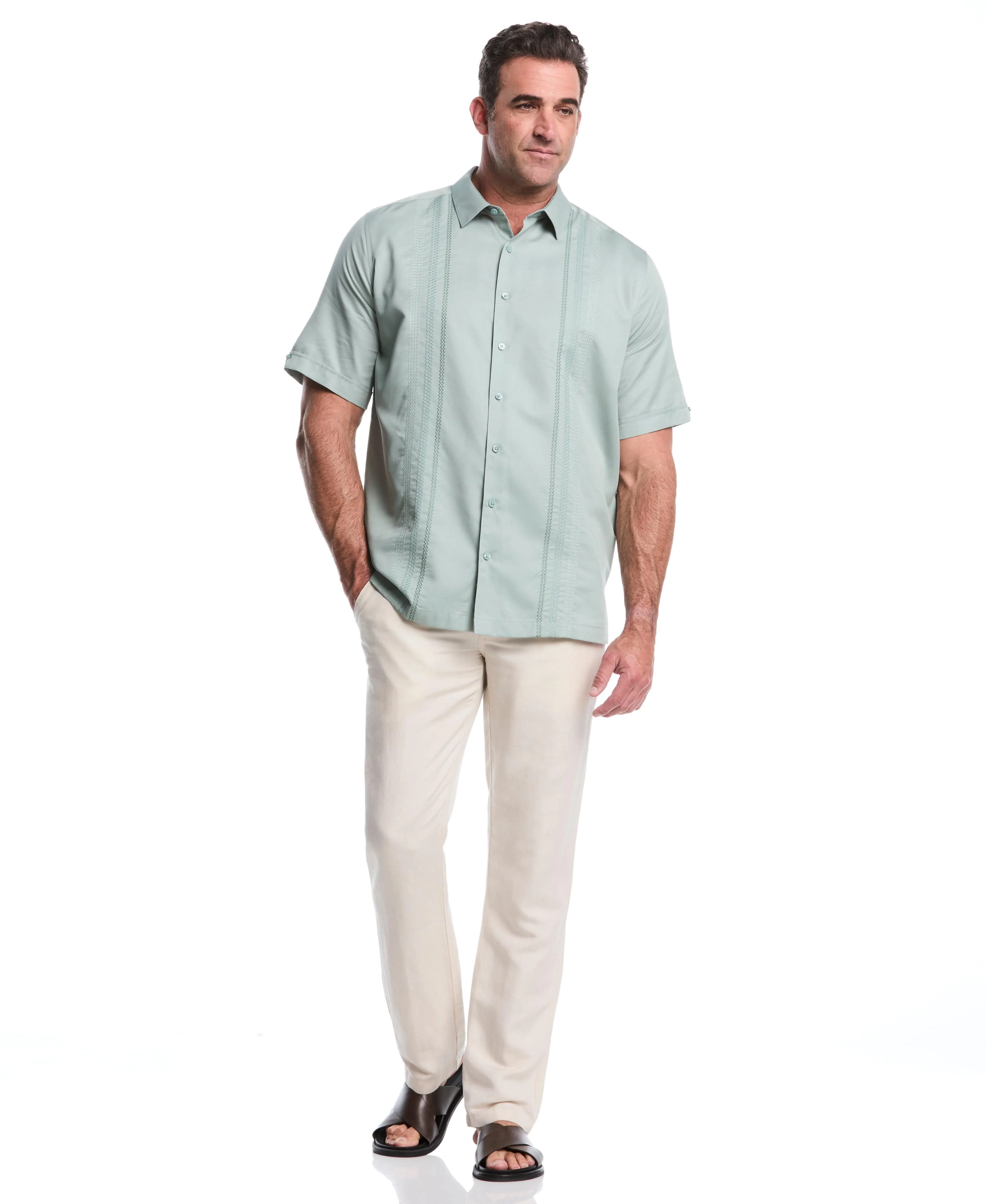 Big & Tall Ombre Embroidery Panel Shirt - Image 11