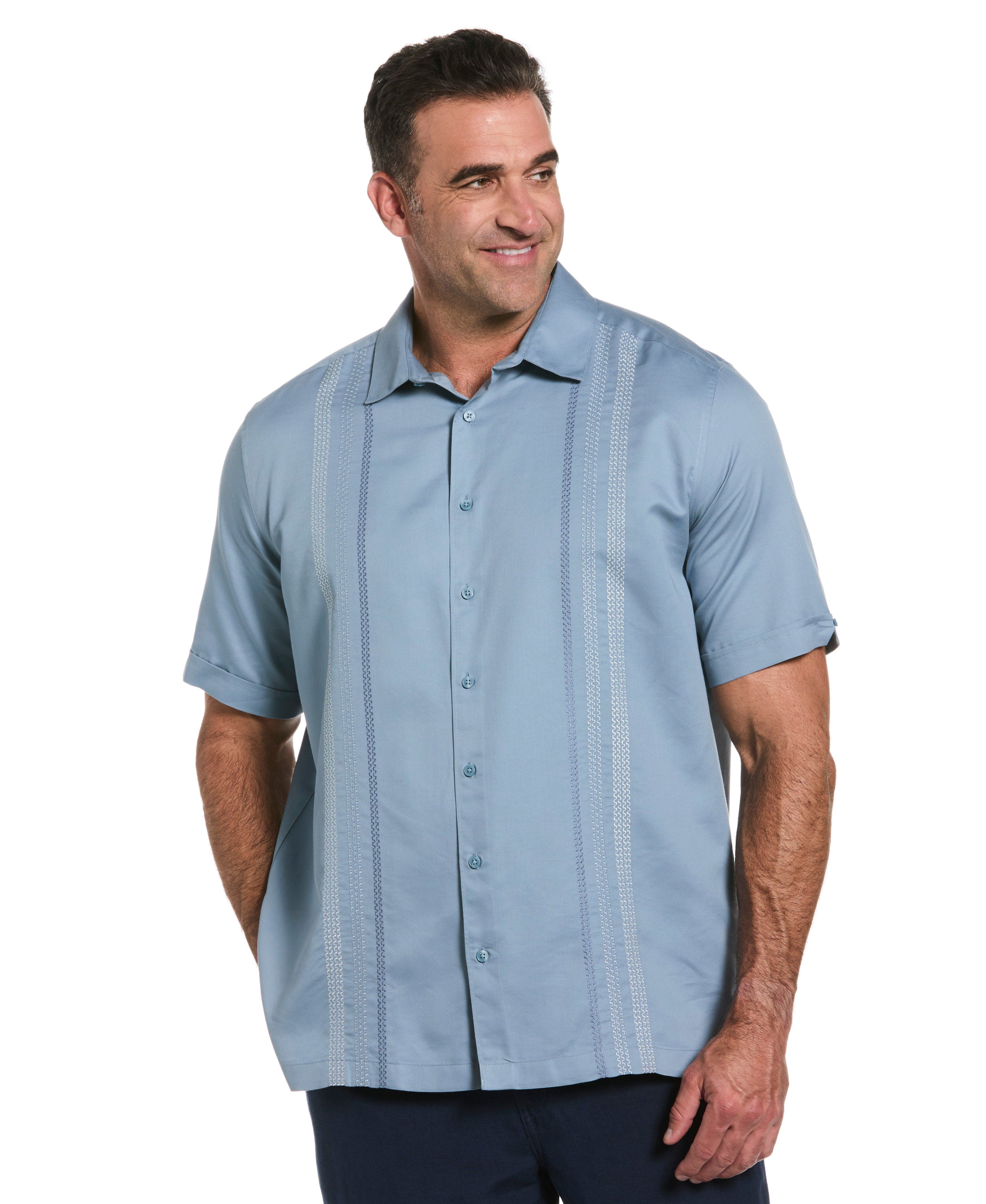 Big & Tall Ombre Embroidery Panel Shirt - Image 14