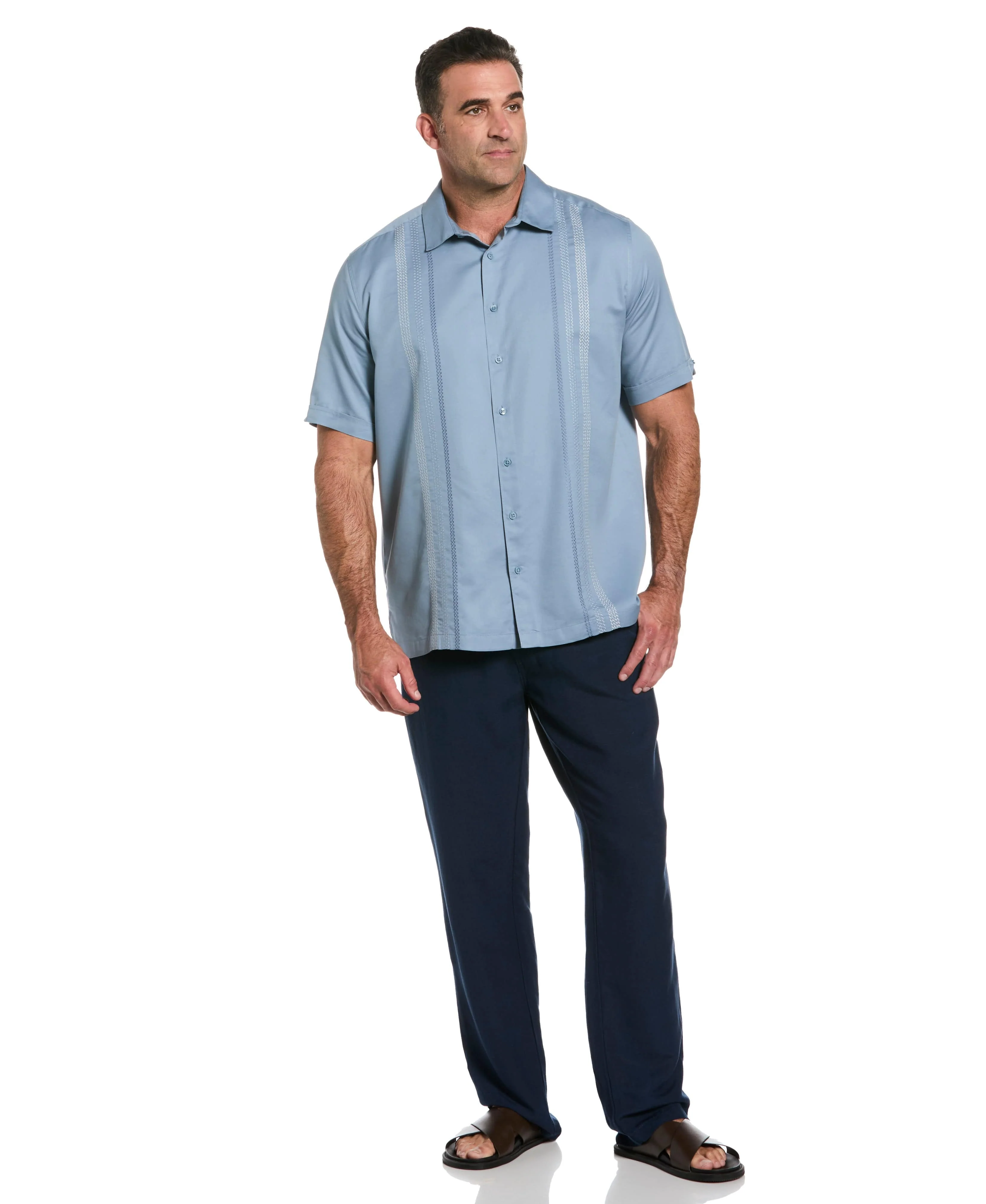 Big & Tall Ombre Embroidery Panel Shirt - Image 17