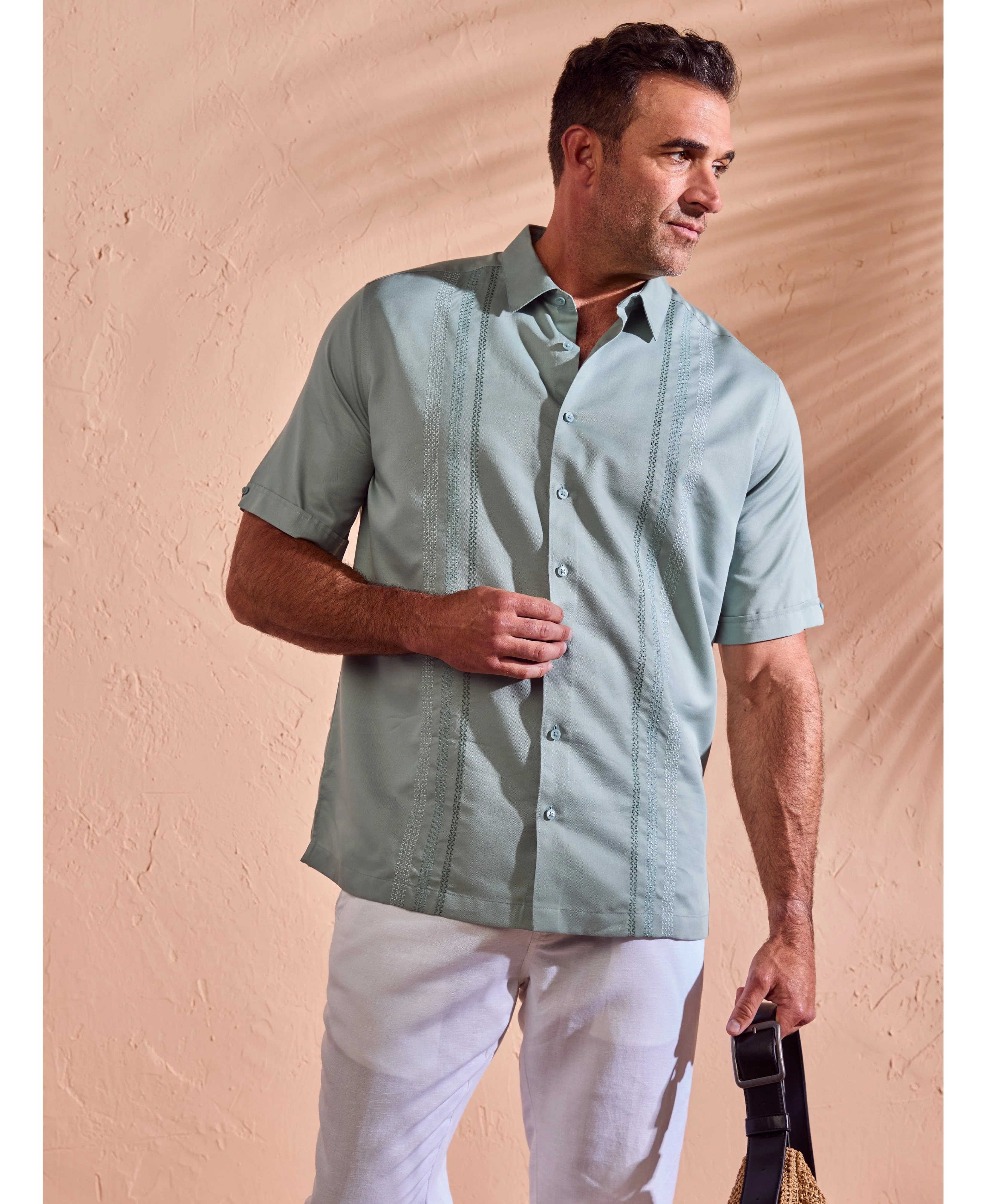 Big & Tall Ombre Embroidery Panel Shirt - Image 8