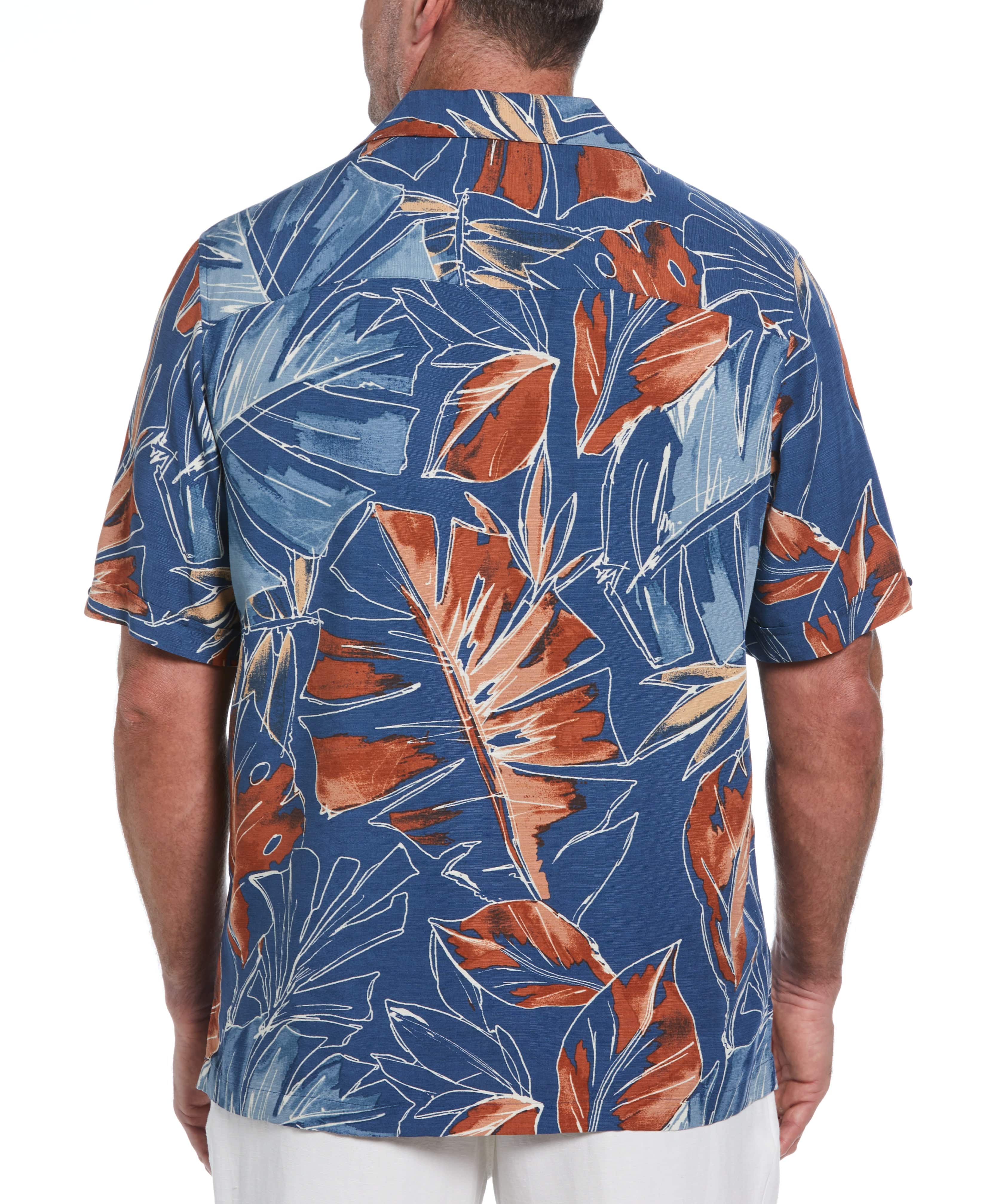 Big & Tall Oversized Tropical Sketch Print Shirt - Image 2