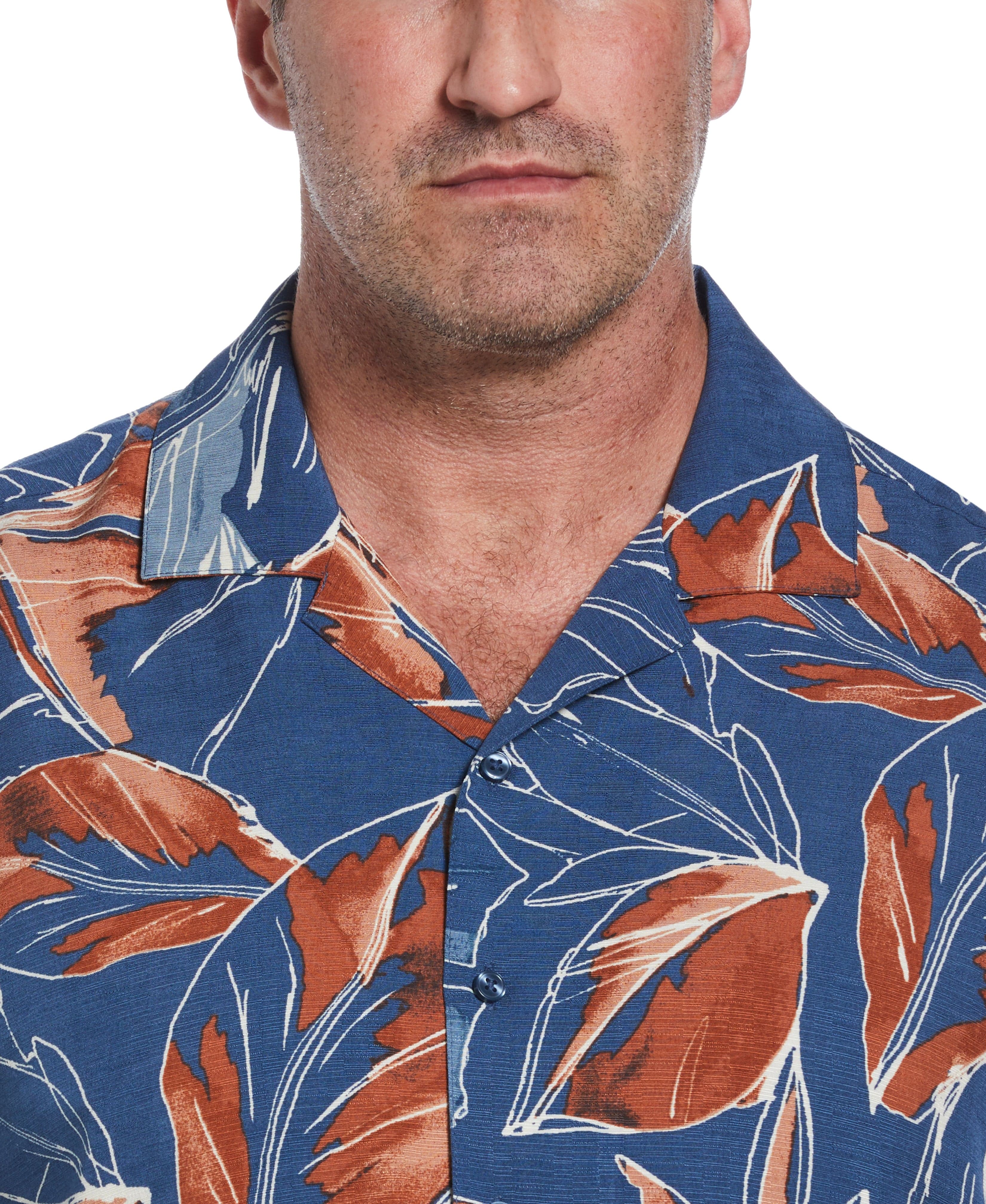Big & Tall Oversized Tropical Sketch Print Shirt - Image 4