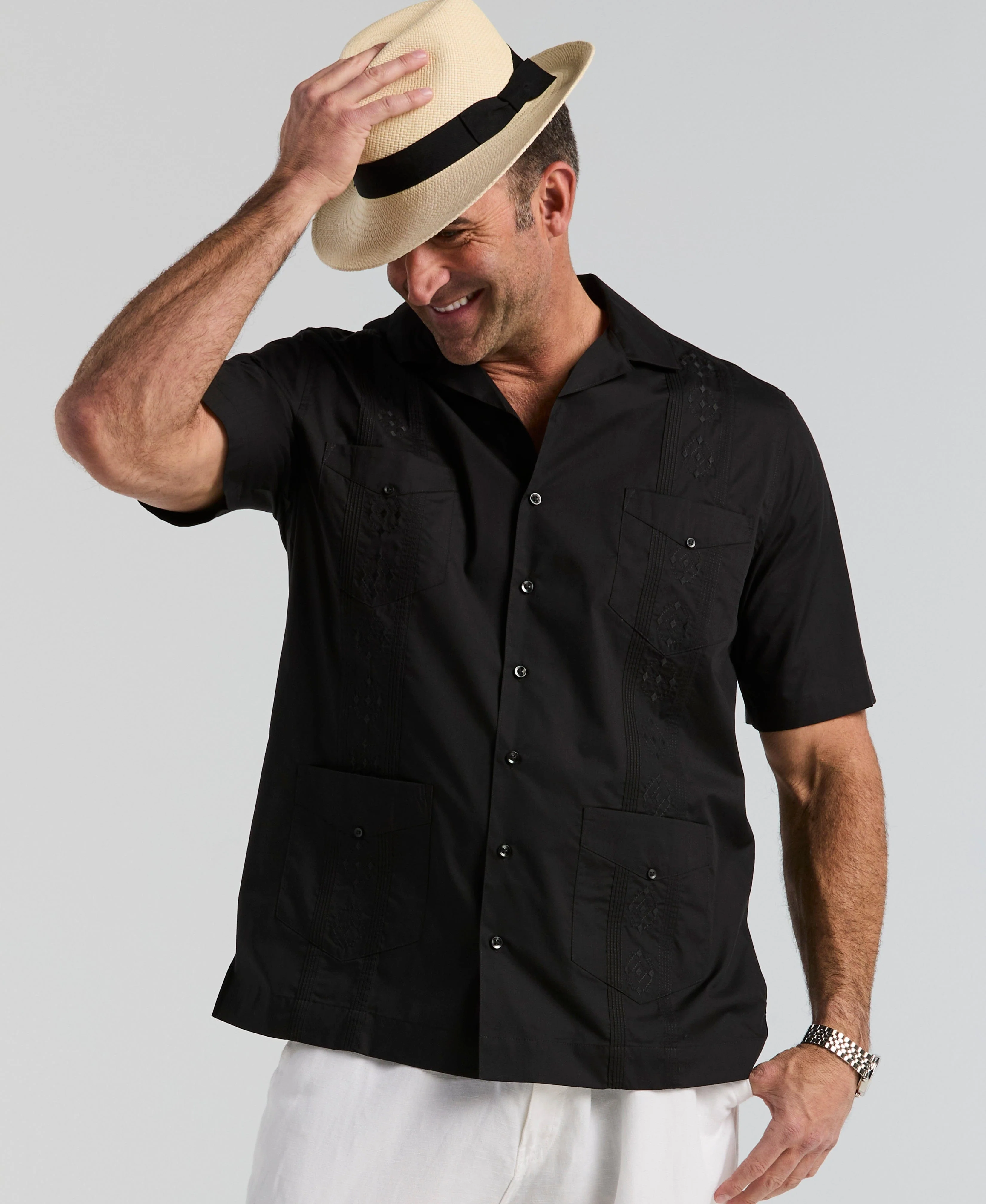 Big & Tall Authentic Embroidered Guayabera Shirt - Image 11
