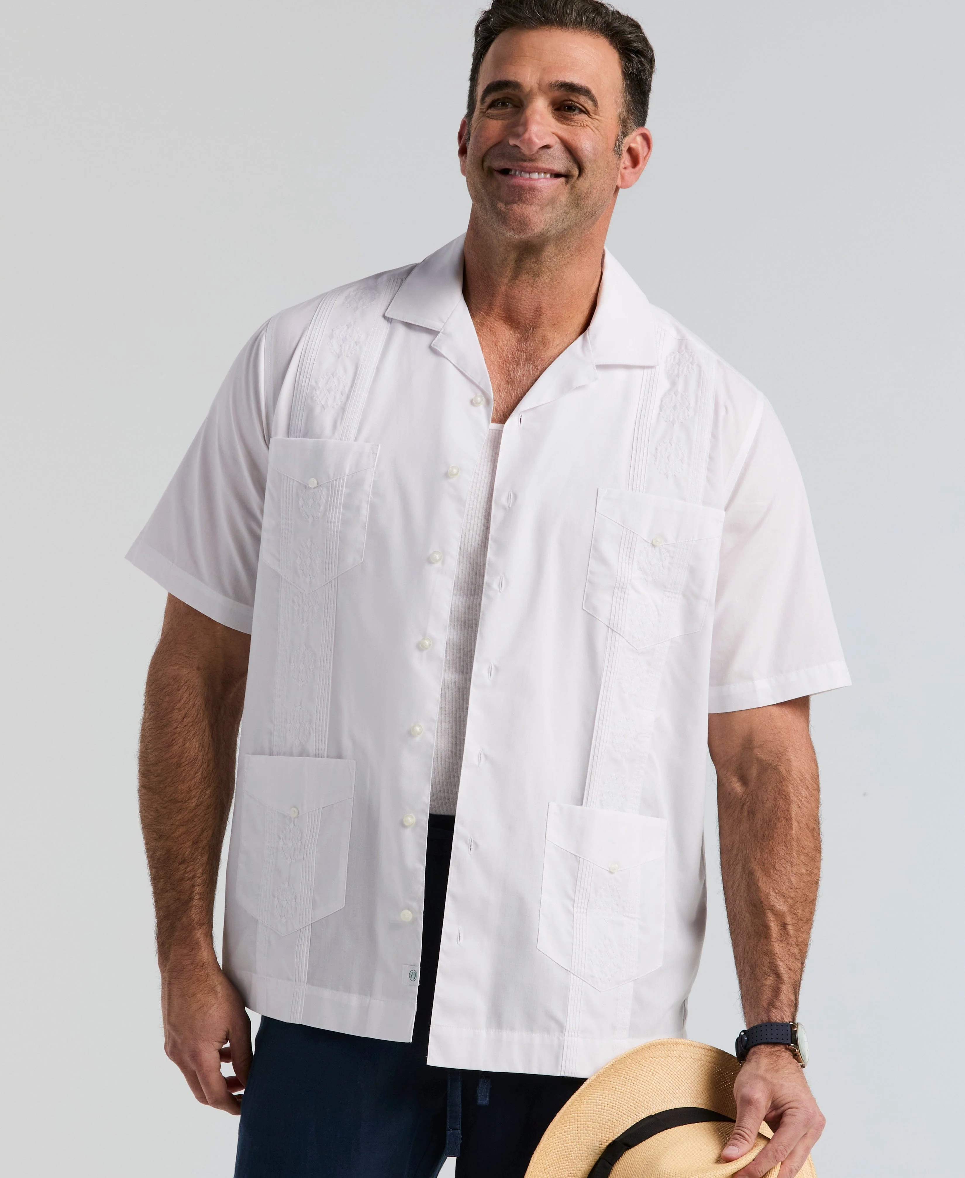 Big & Tall Authentic Embroidered Guayabera Shirt - Image 5