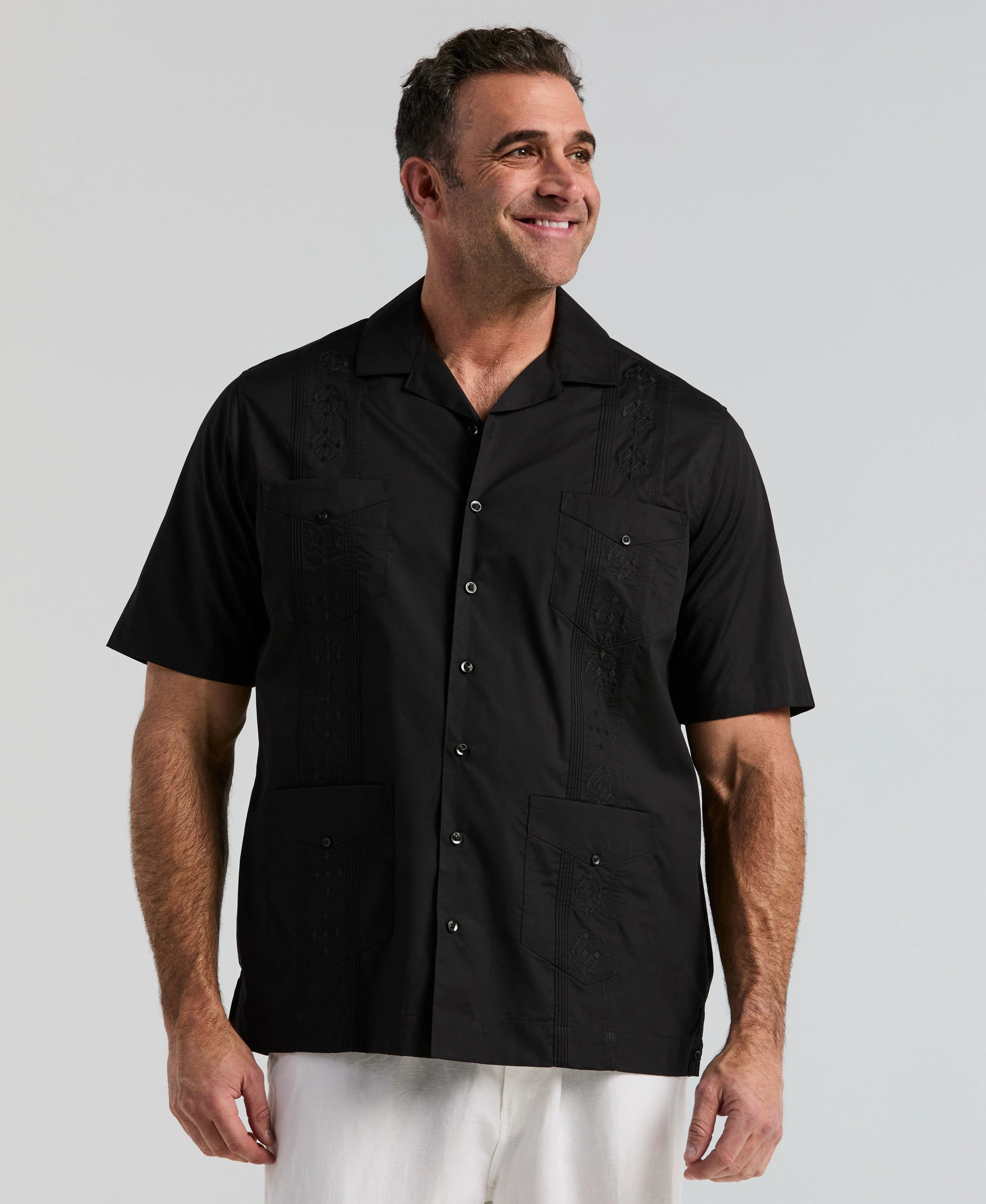 Big & Tall Authentic Embroidered Guayabera Shirt - Image 7