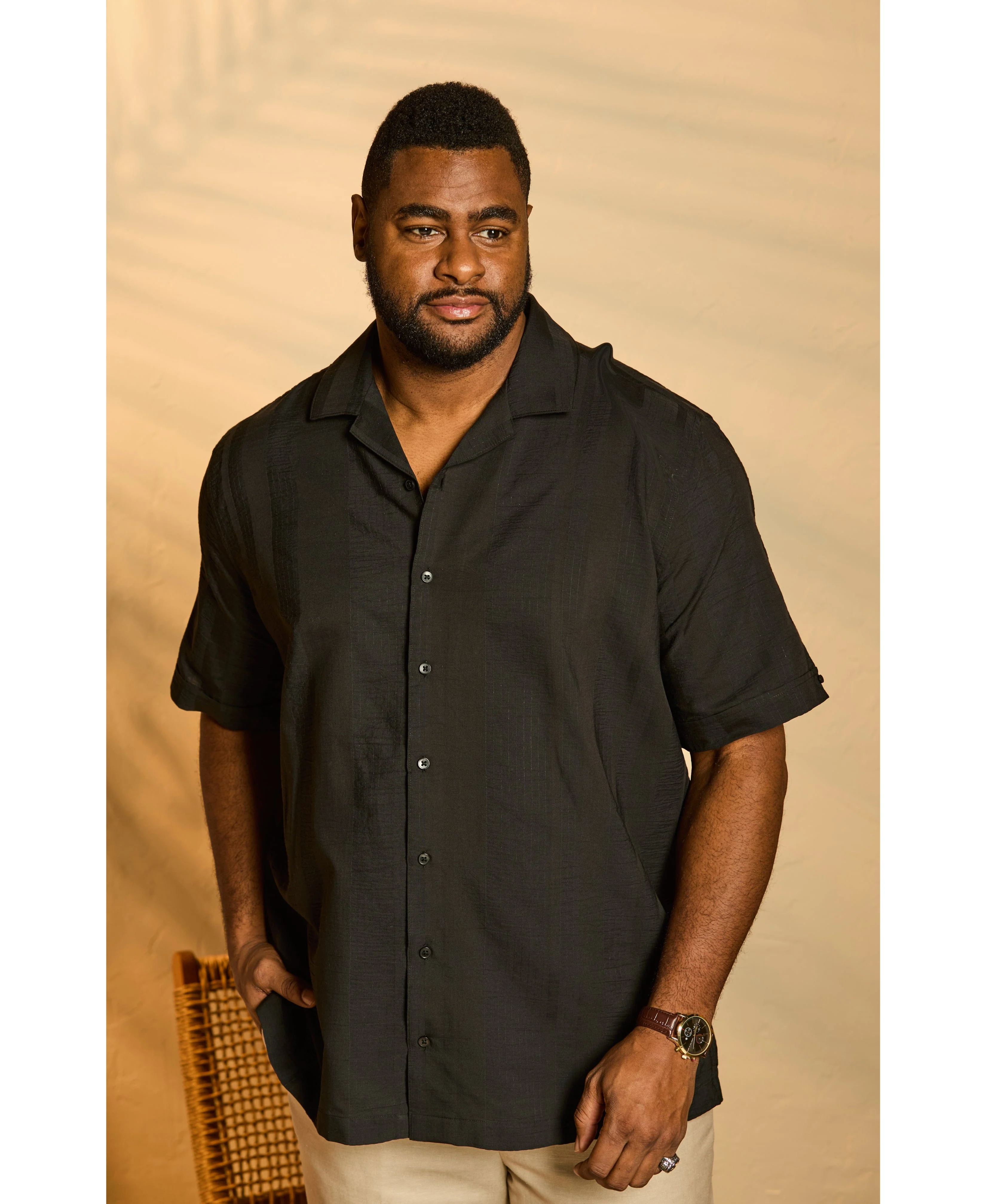 Big & Tall Seersucker Textured Shirt - Image 2