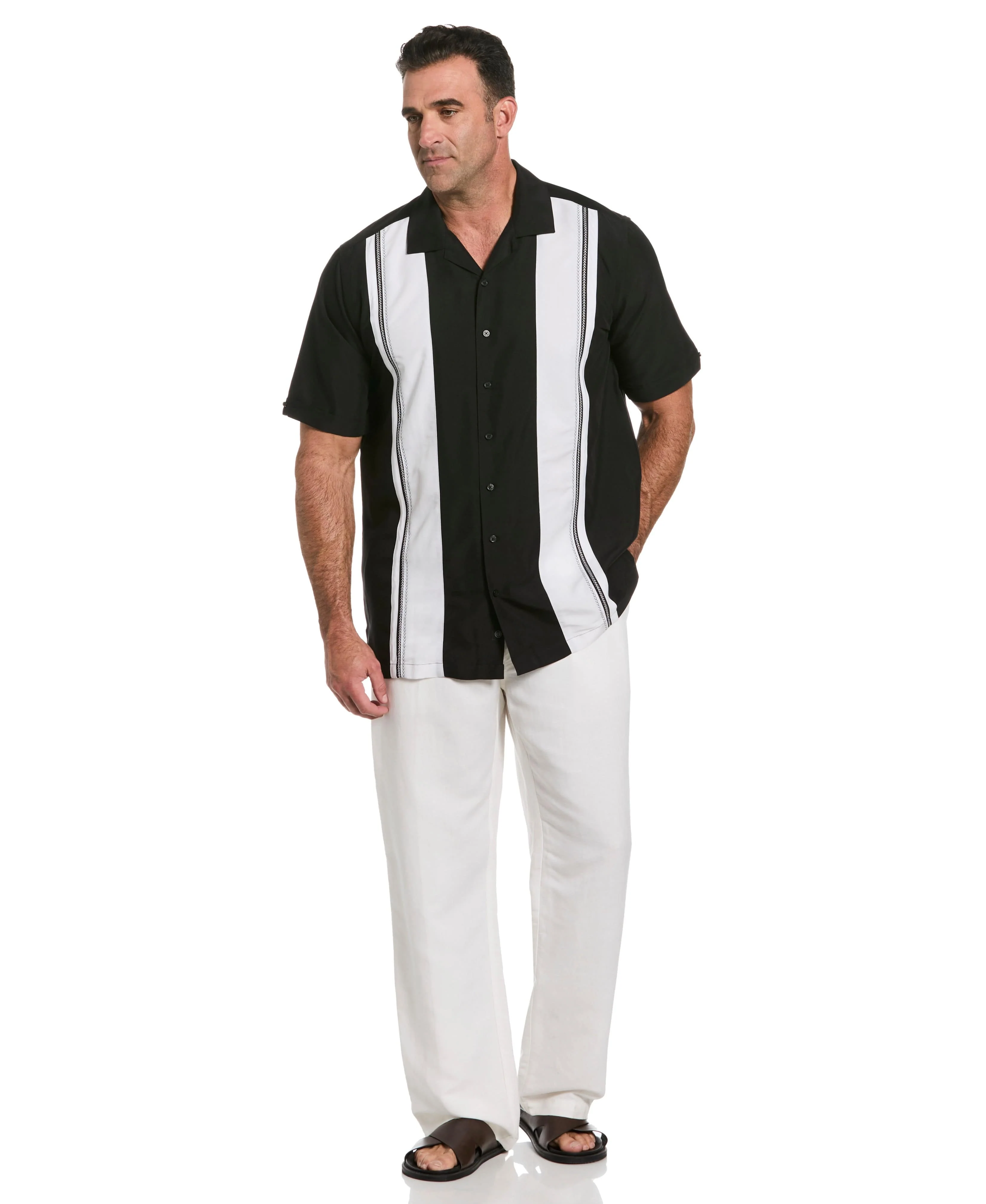 Big & Tall Retro Panel Embroidered Shirt - Image 5