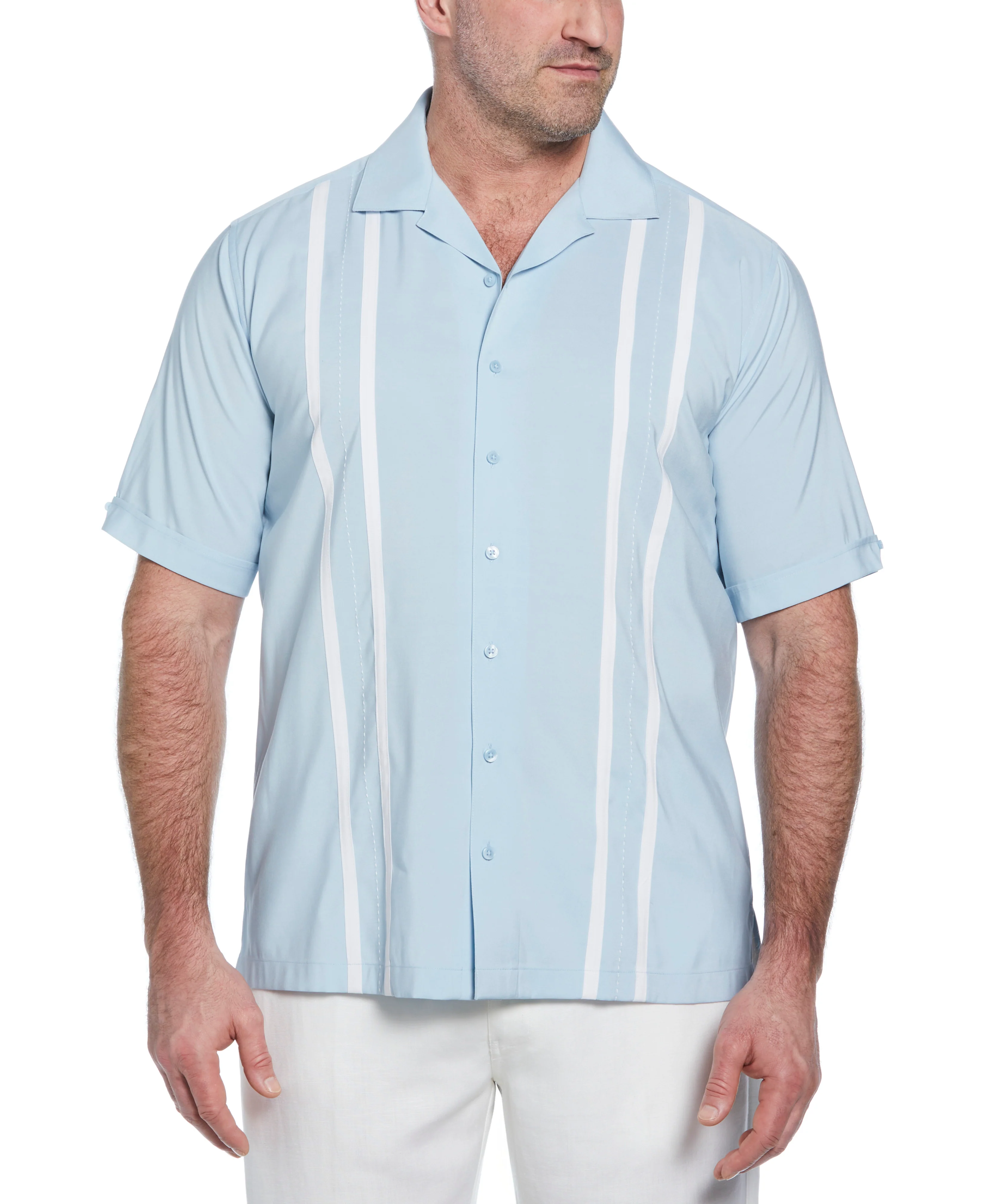 Big & Tall Contrast Panel Camp Collar Shirt - Image 16