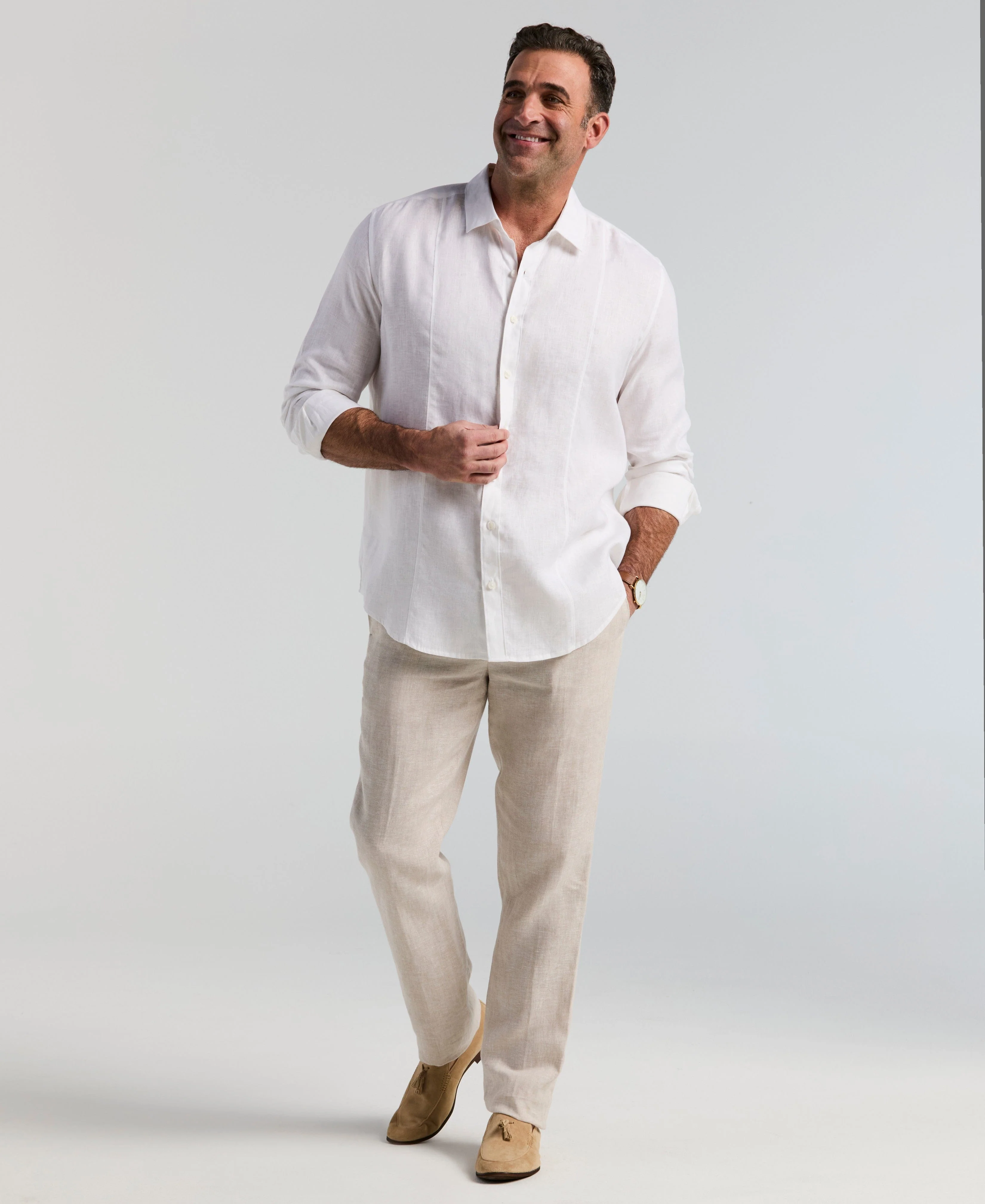 Big & Tall Solid Linen Sport Shirt - Image 3