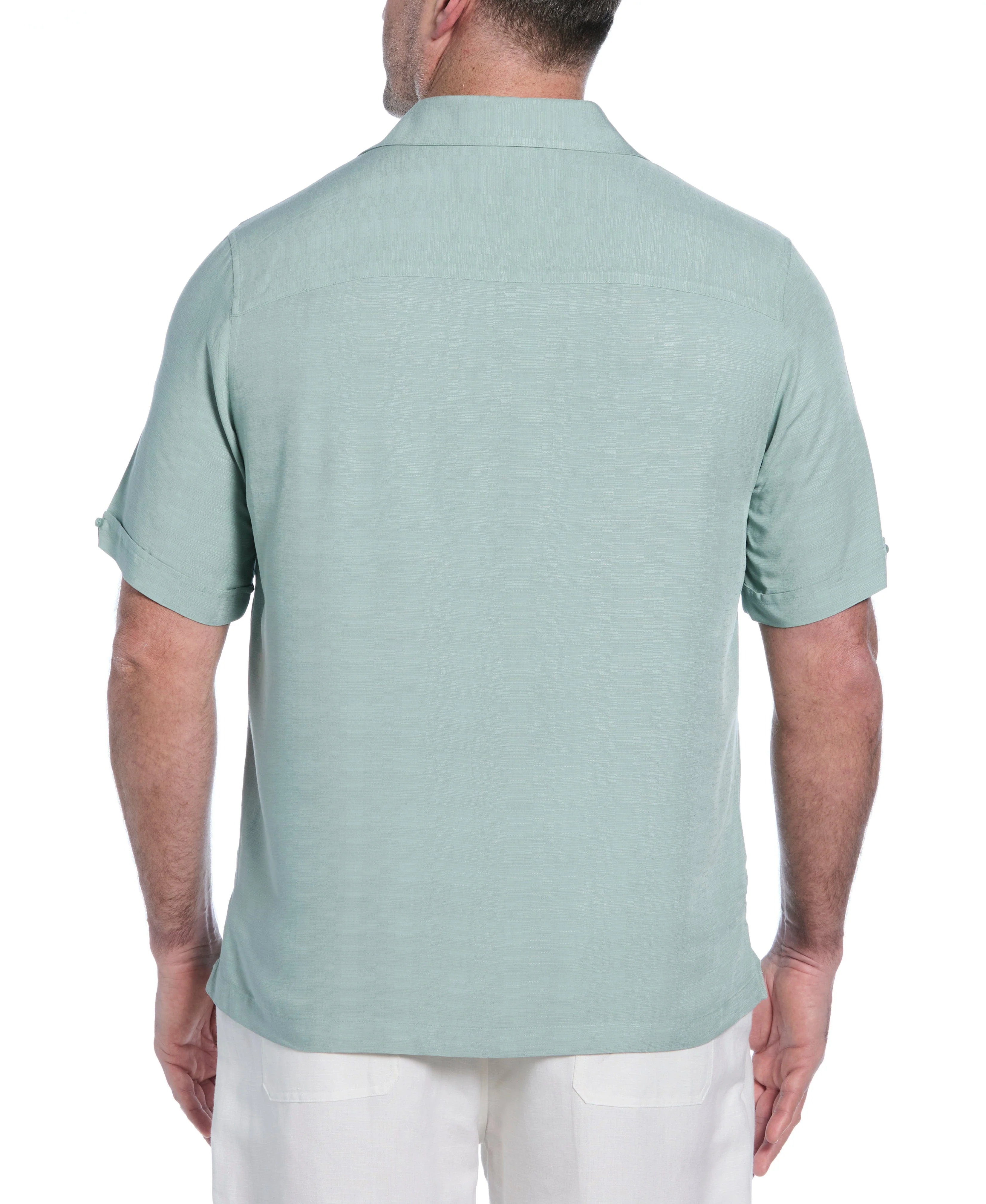Big & Tall Solid Textured Cuban Collar Shirt - Image 12