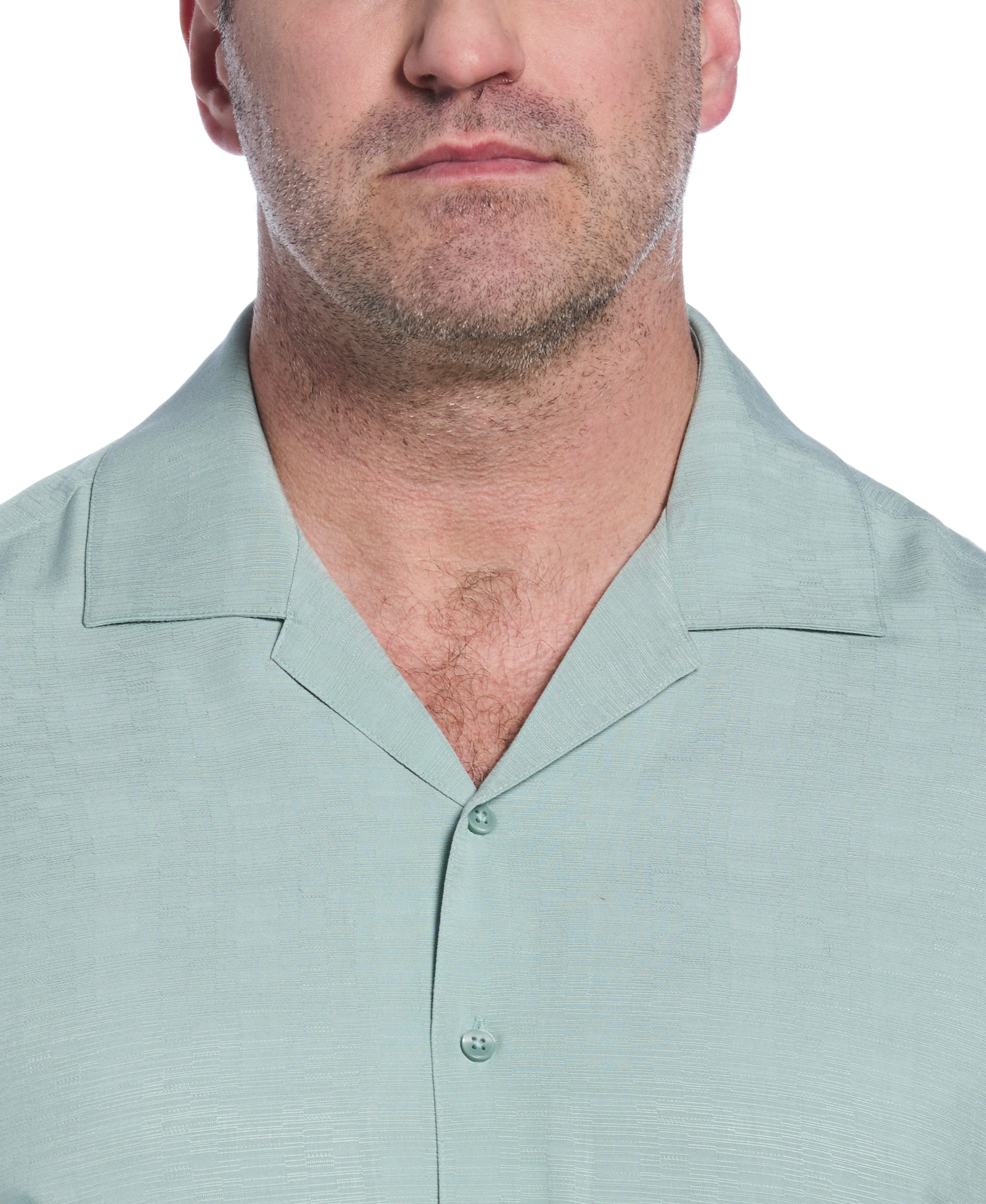 Big & Tall Solid Textured Cuban Collar Shirt - Image 14