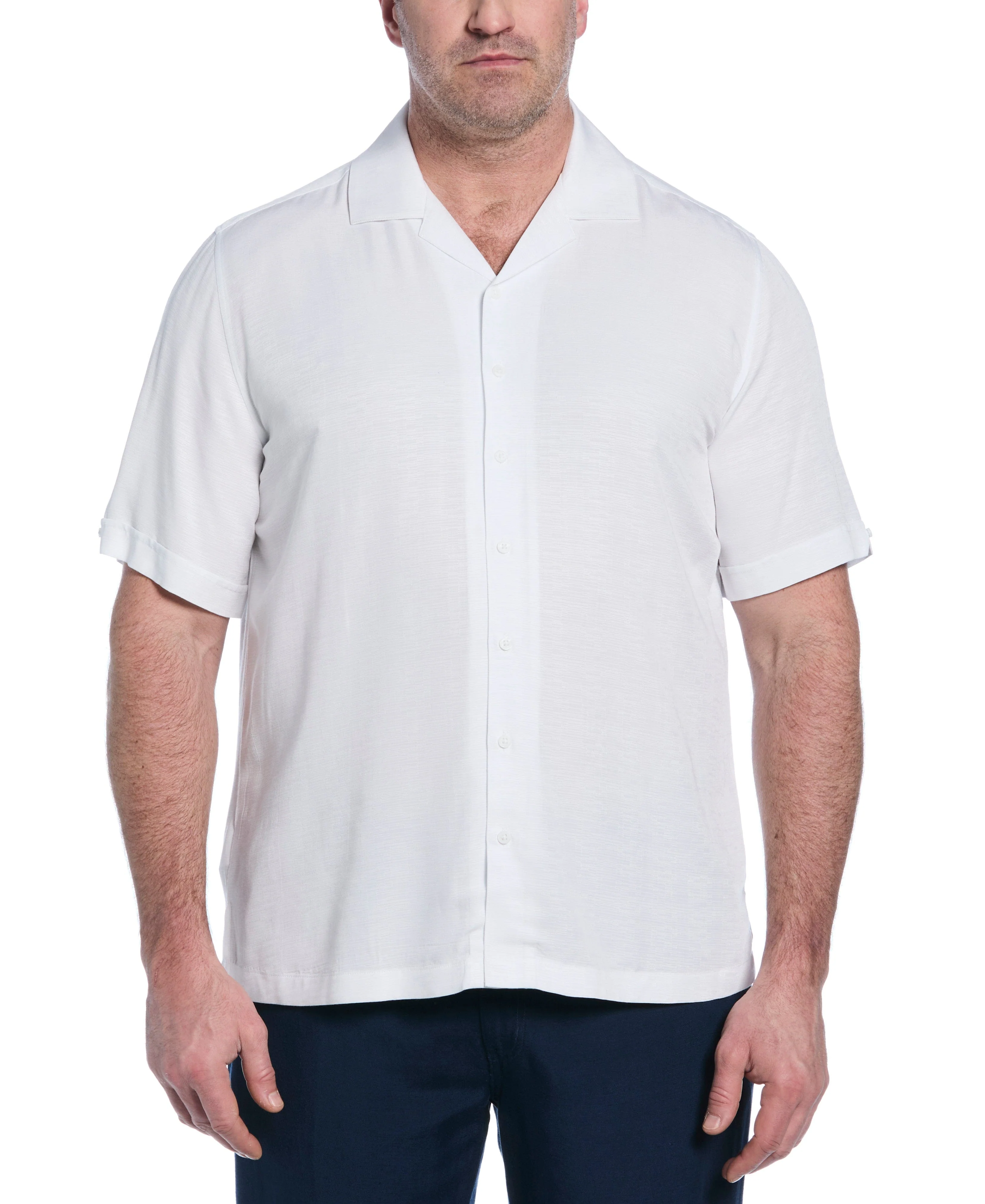 Big & Tall Solid Textured Cuban Collar Shirt - Image 16