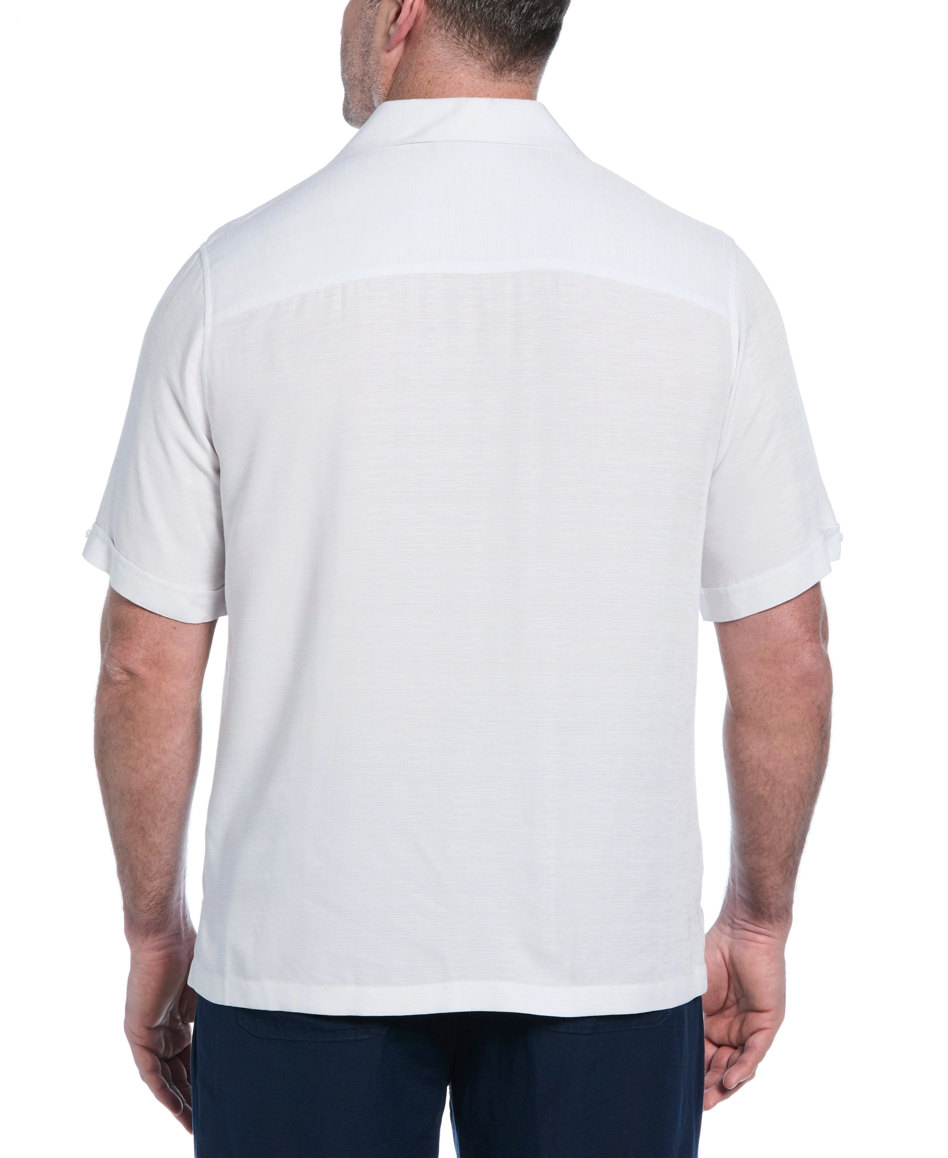 Big & Tall Solid Textured Cuban Collar Shirt - Image 17