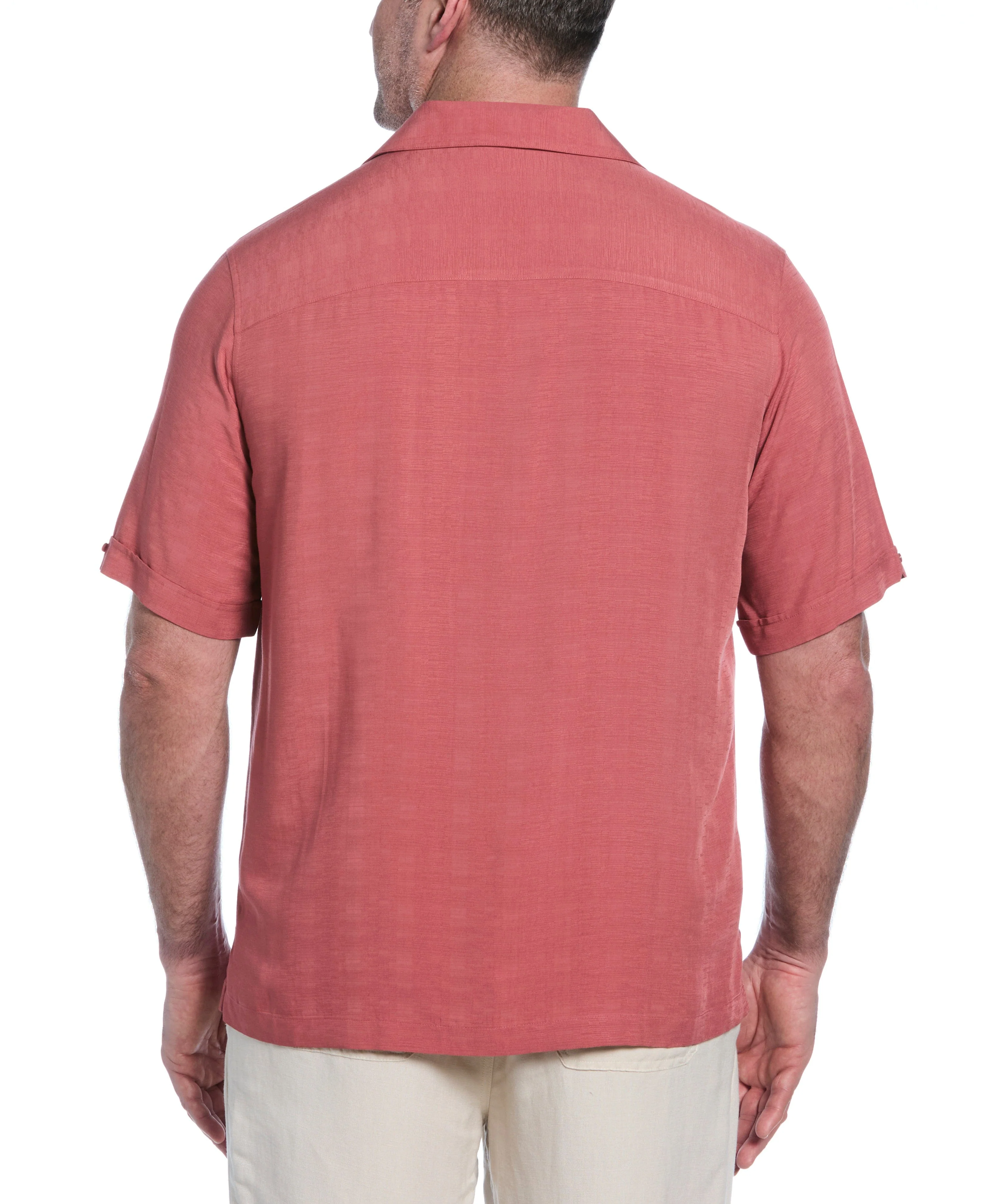 Big & Tall Solid Textured Cuban Collar Shirt - Image 2