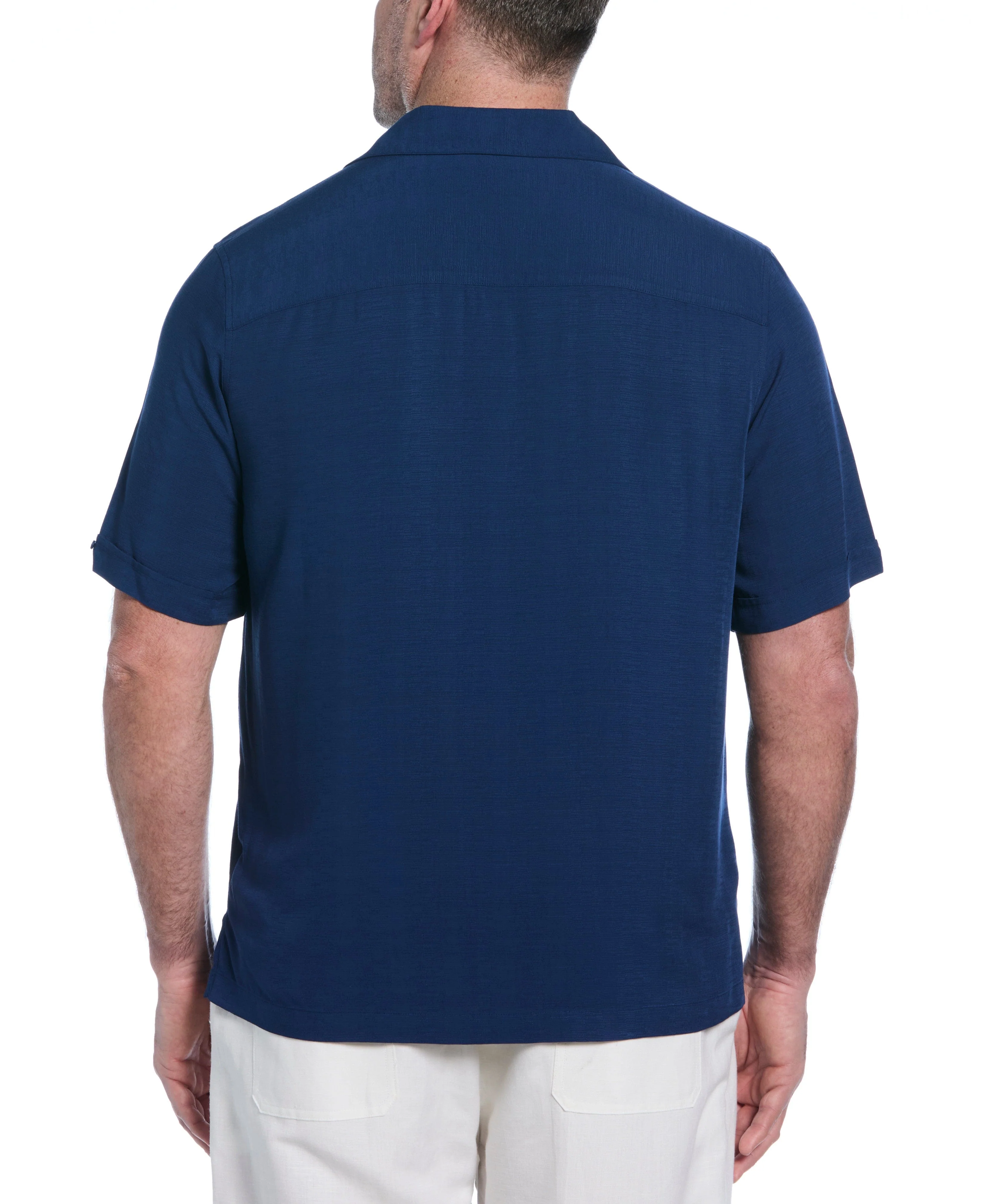 Big & Tall Solid Textured Cuban Collar Shirt - Image 22