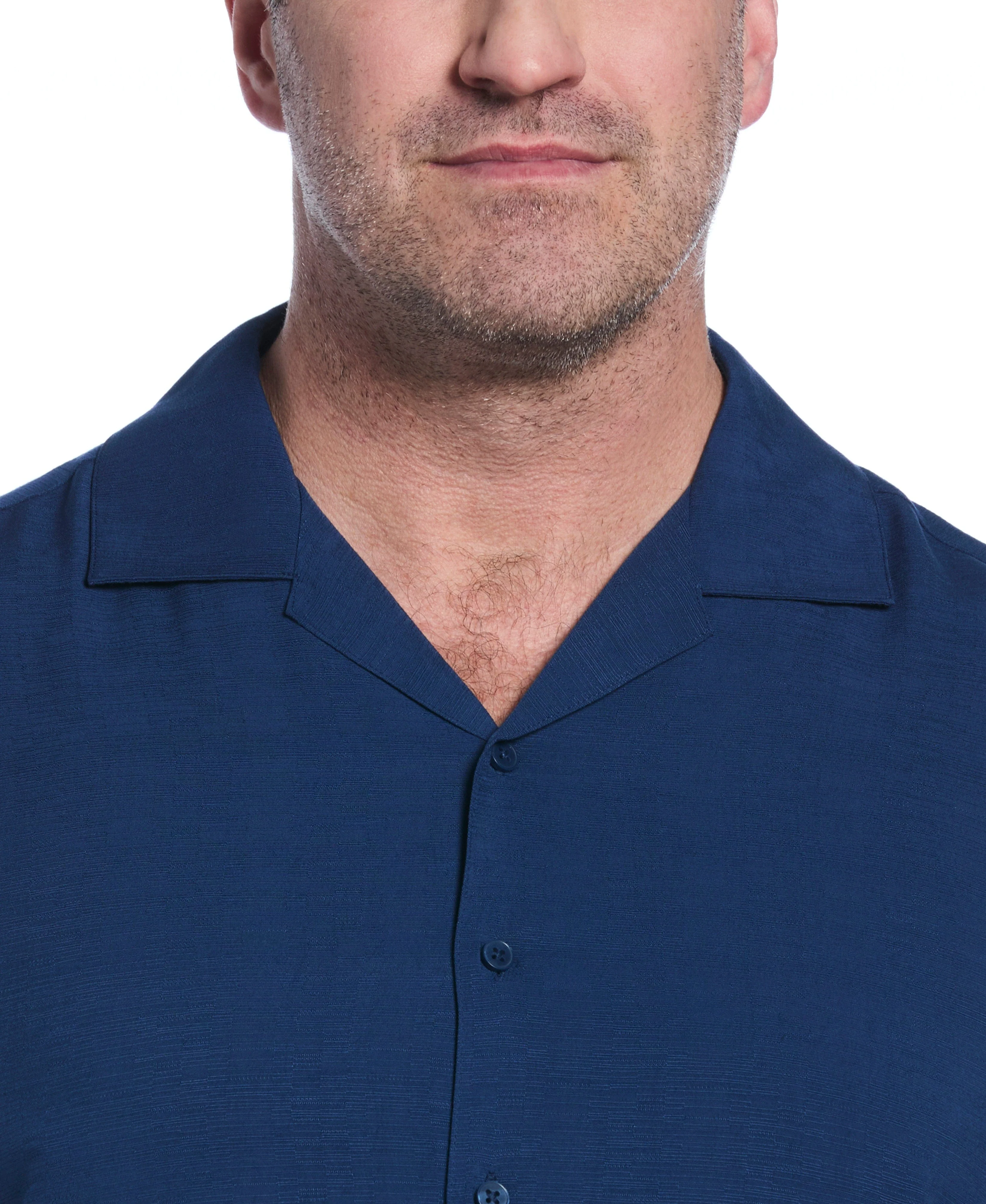 Big & Tall Solid Textured Cuban Collar Shirt - Image 24