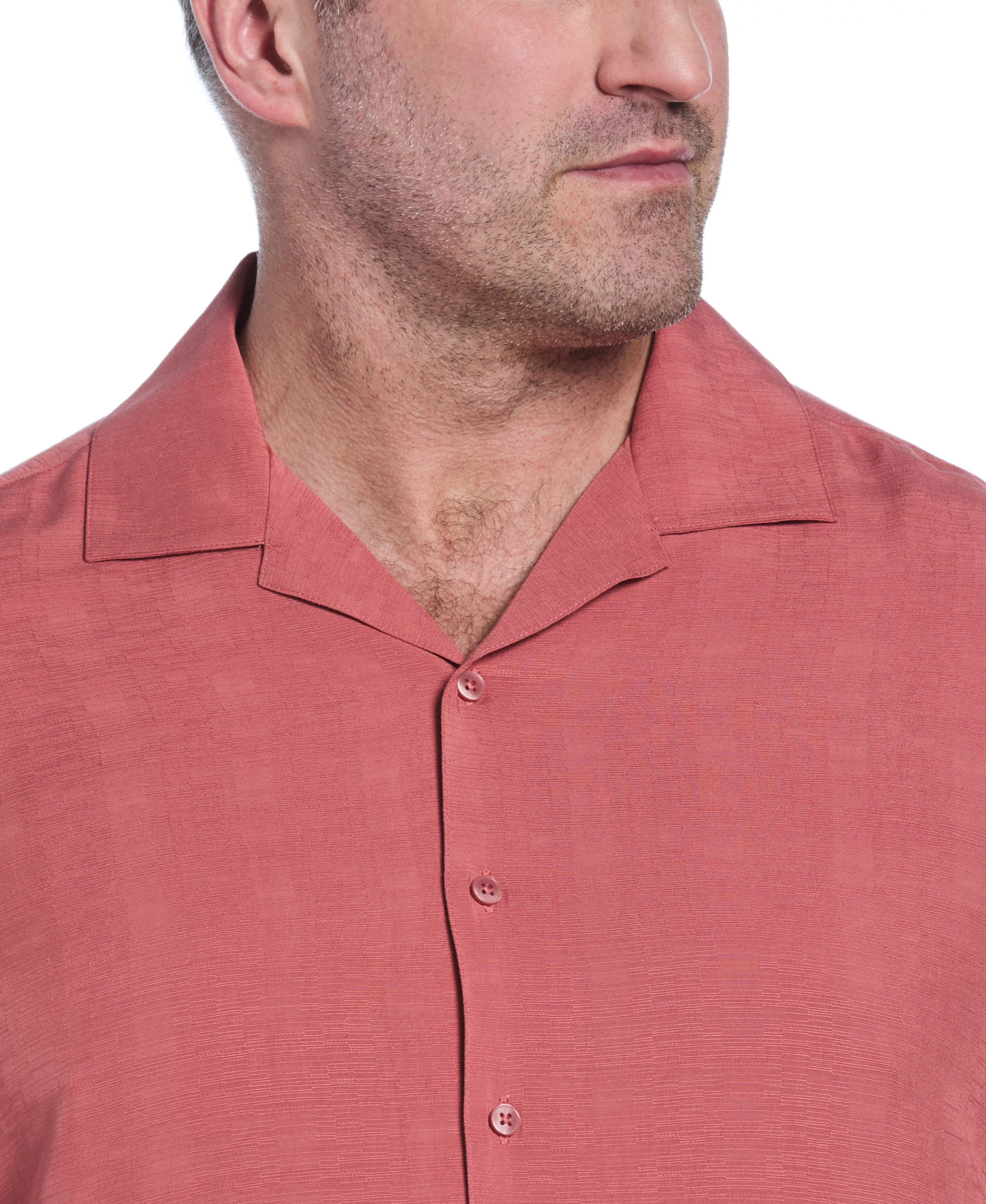 Big & Tall Solid Textured Cuban Collar Shirt - Image 4