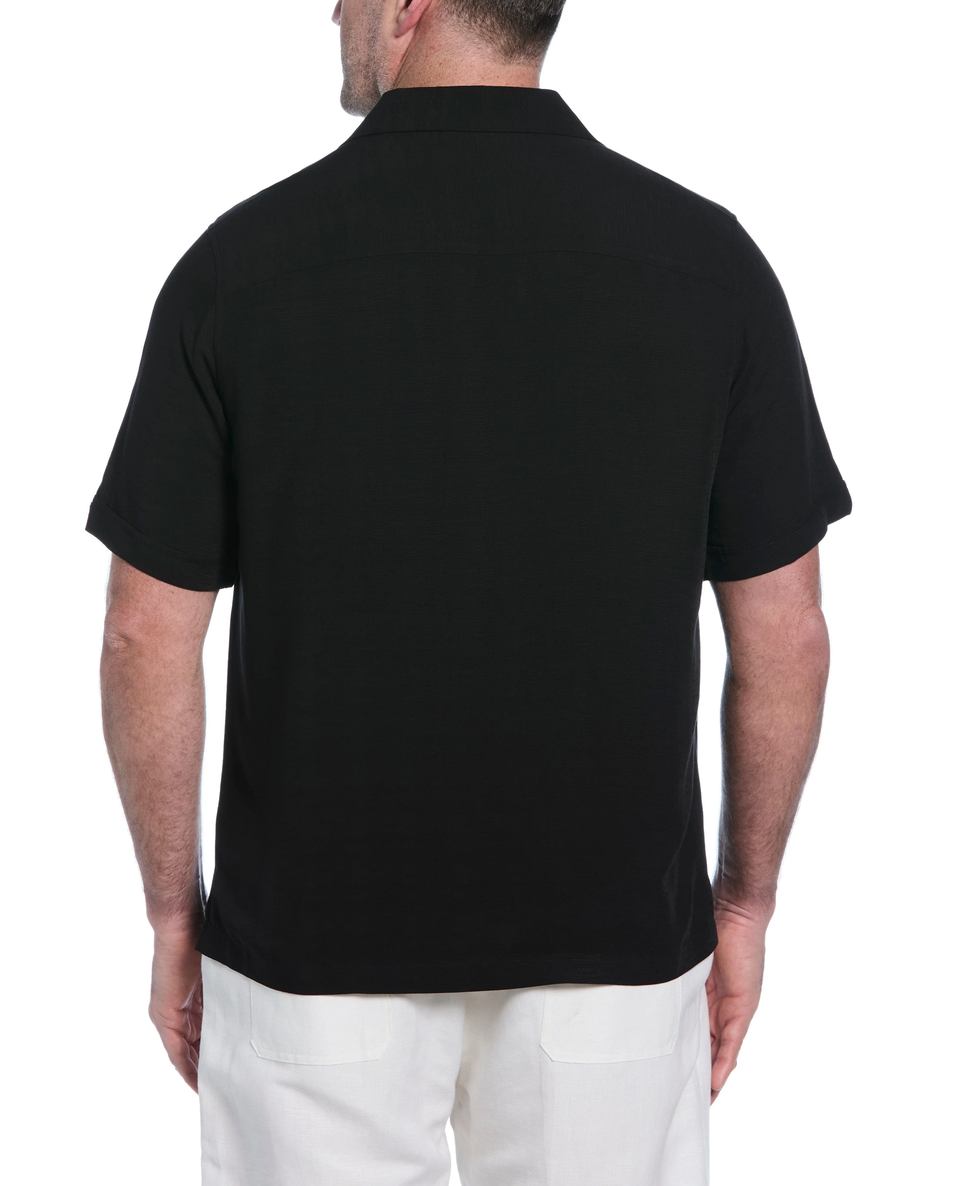 Big & Tall Solid Textured Cuban Collar Shirt - Image 7