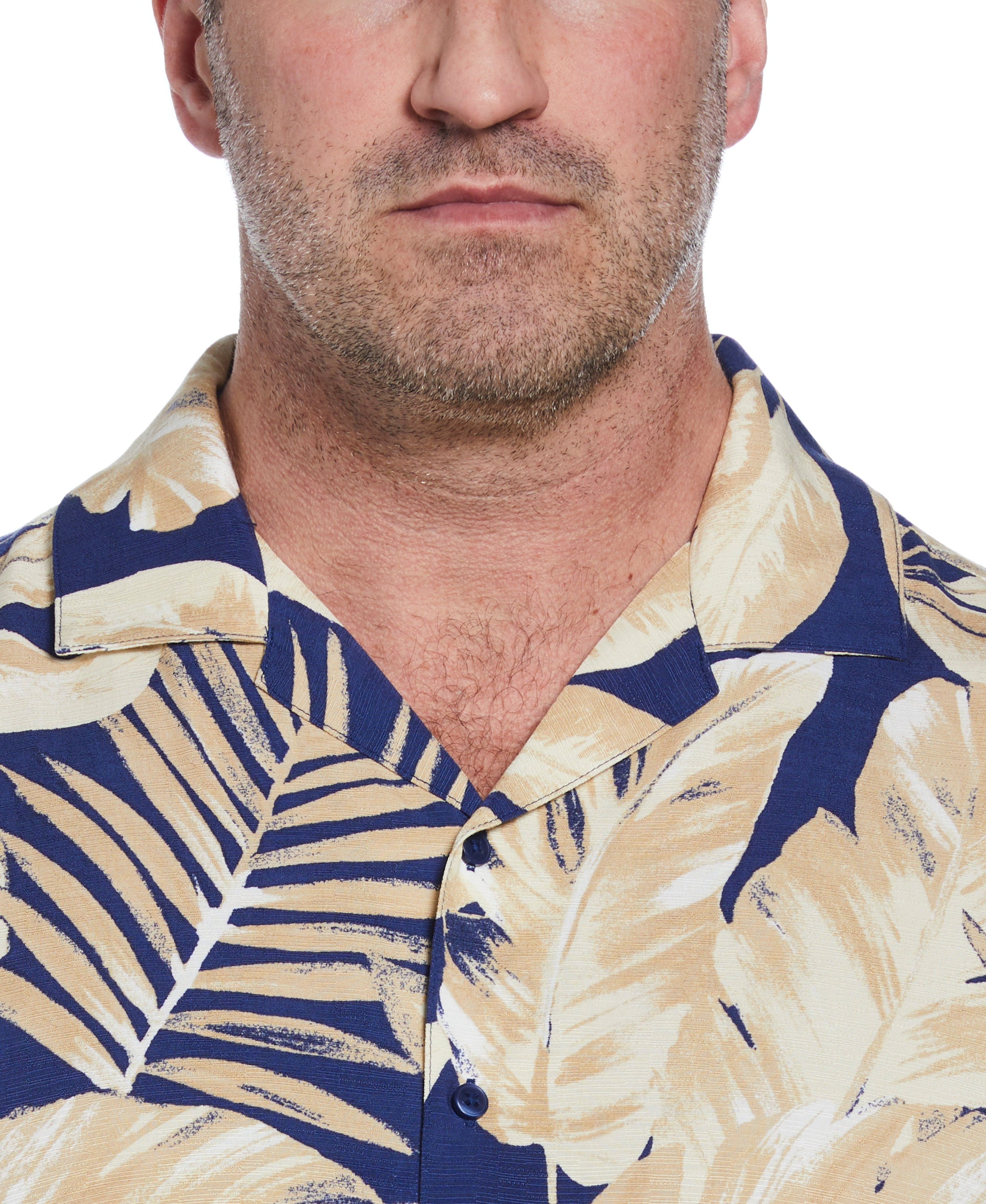 Big & Tall Textured Large Scale Palm Print Shirt - Image 4