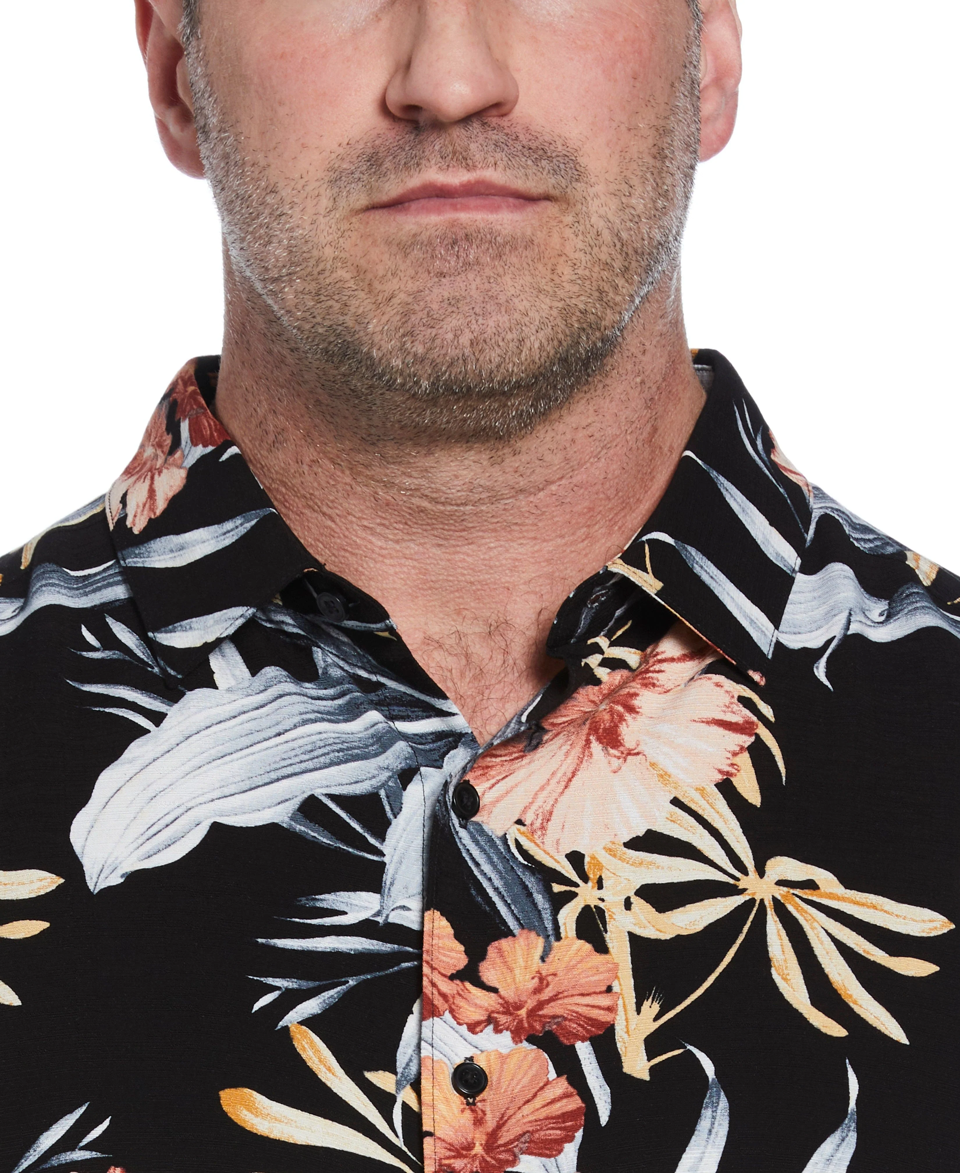 Big & Tall Tropical Floral Print Shirt - Image 4