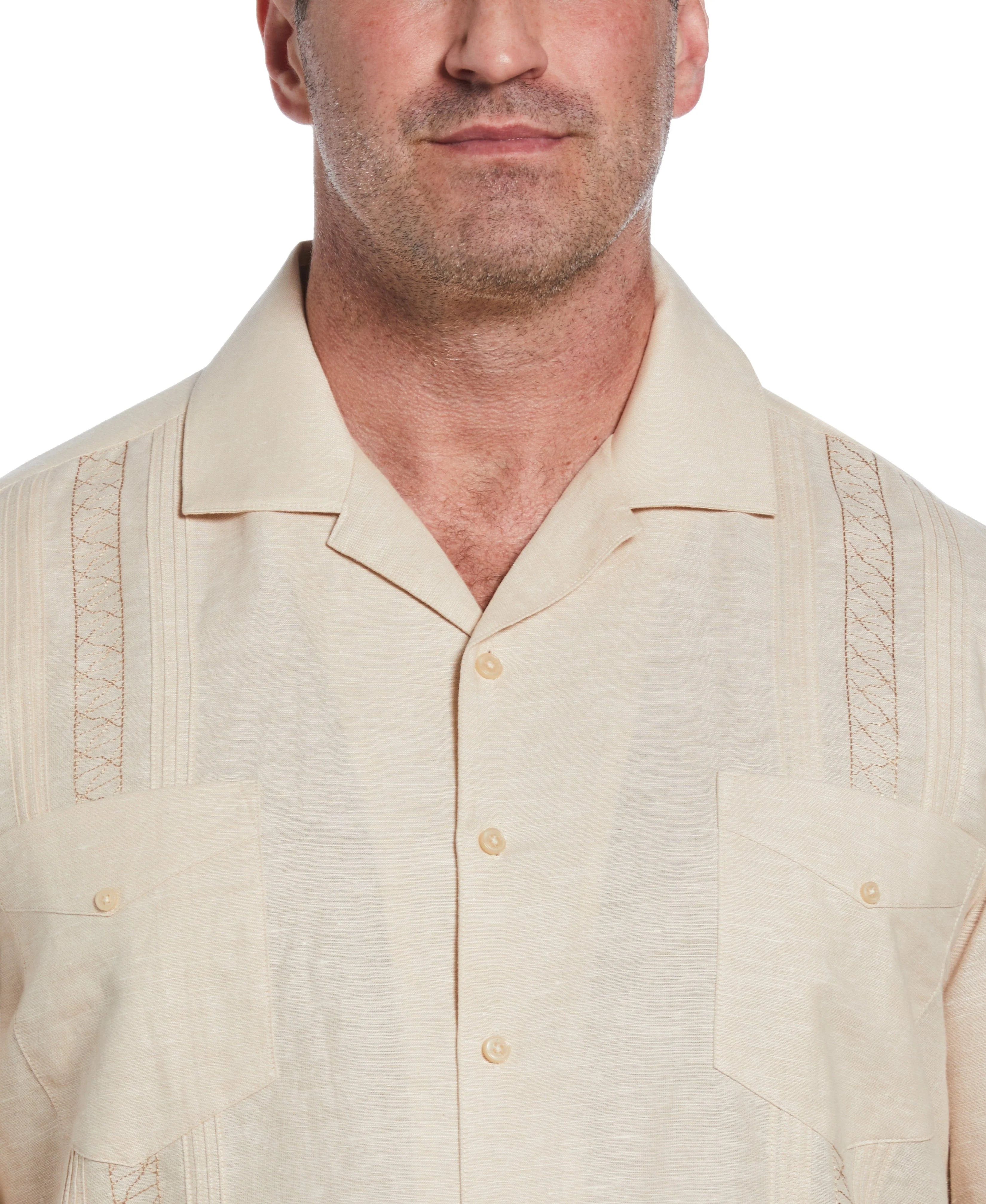 Big & Tall Two Pocket Embroidered Guayabera Shirt - Image 4