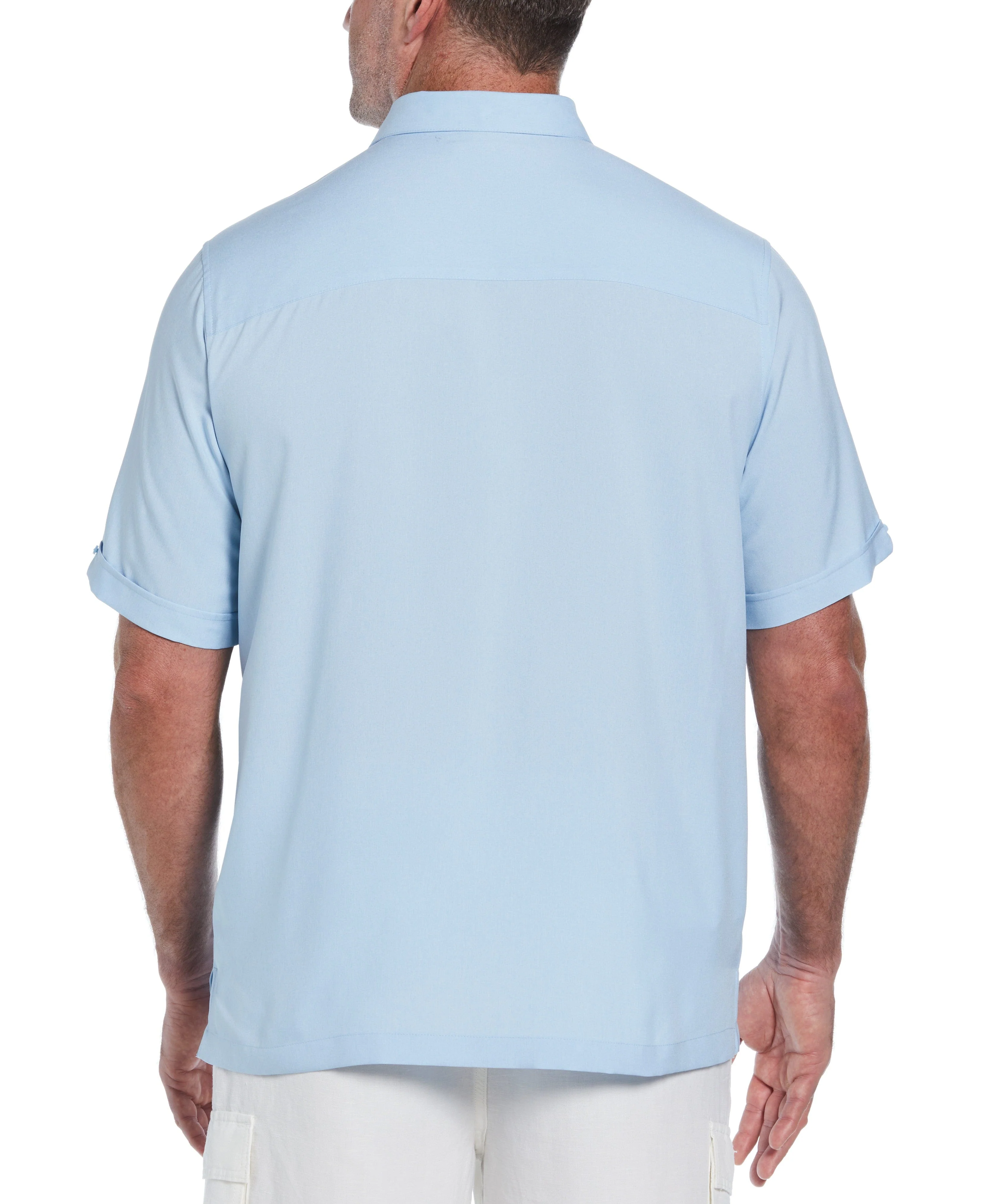 Big & Tall Two-Tone Cross Tuck Chambray Shirt - Image 12