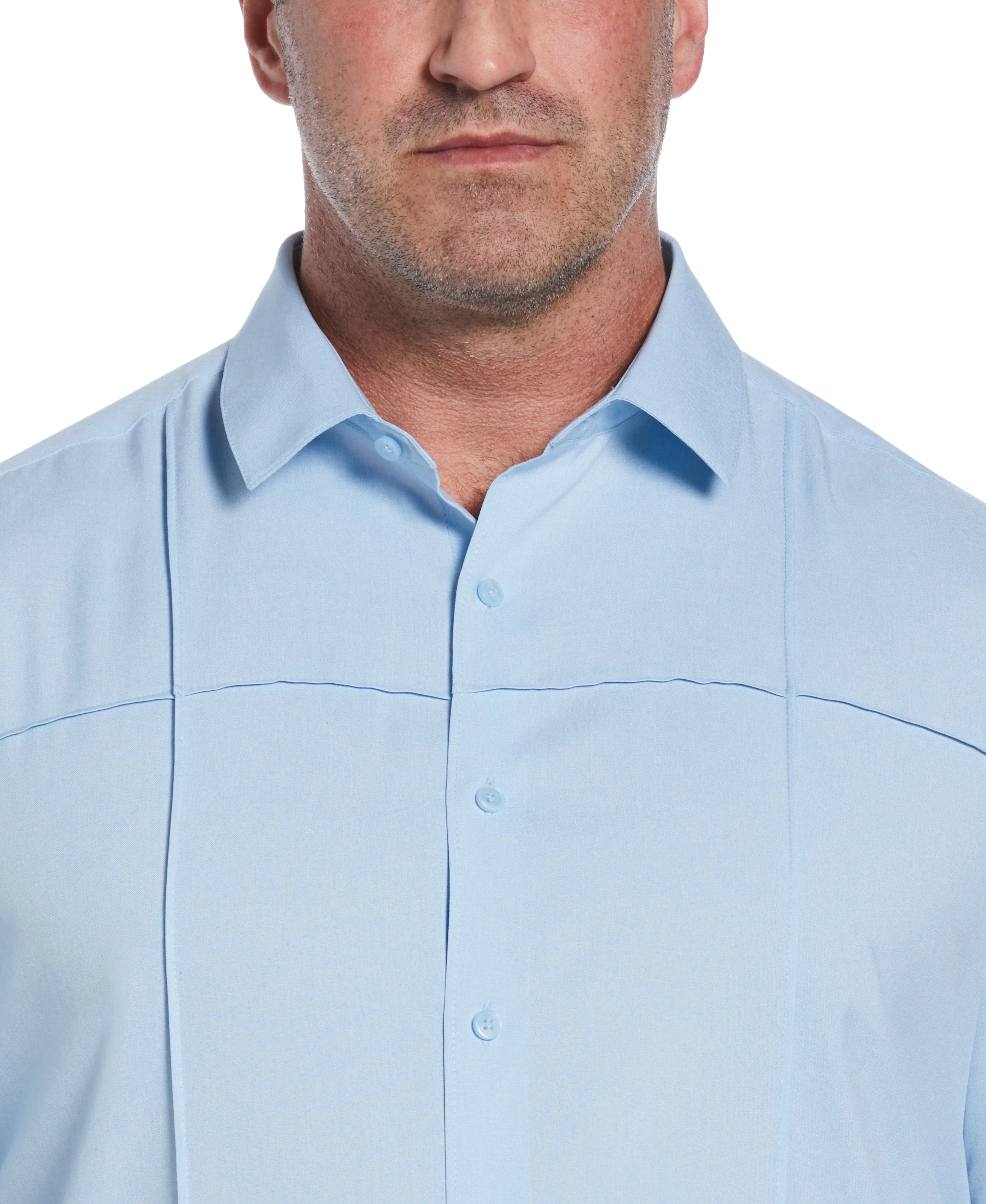 Big & Tall Two-Tone Cross Tuck Chambray Shirt - Image 14