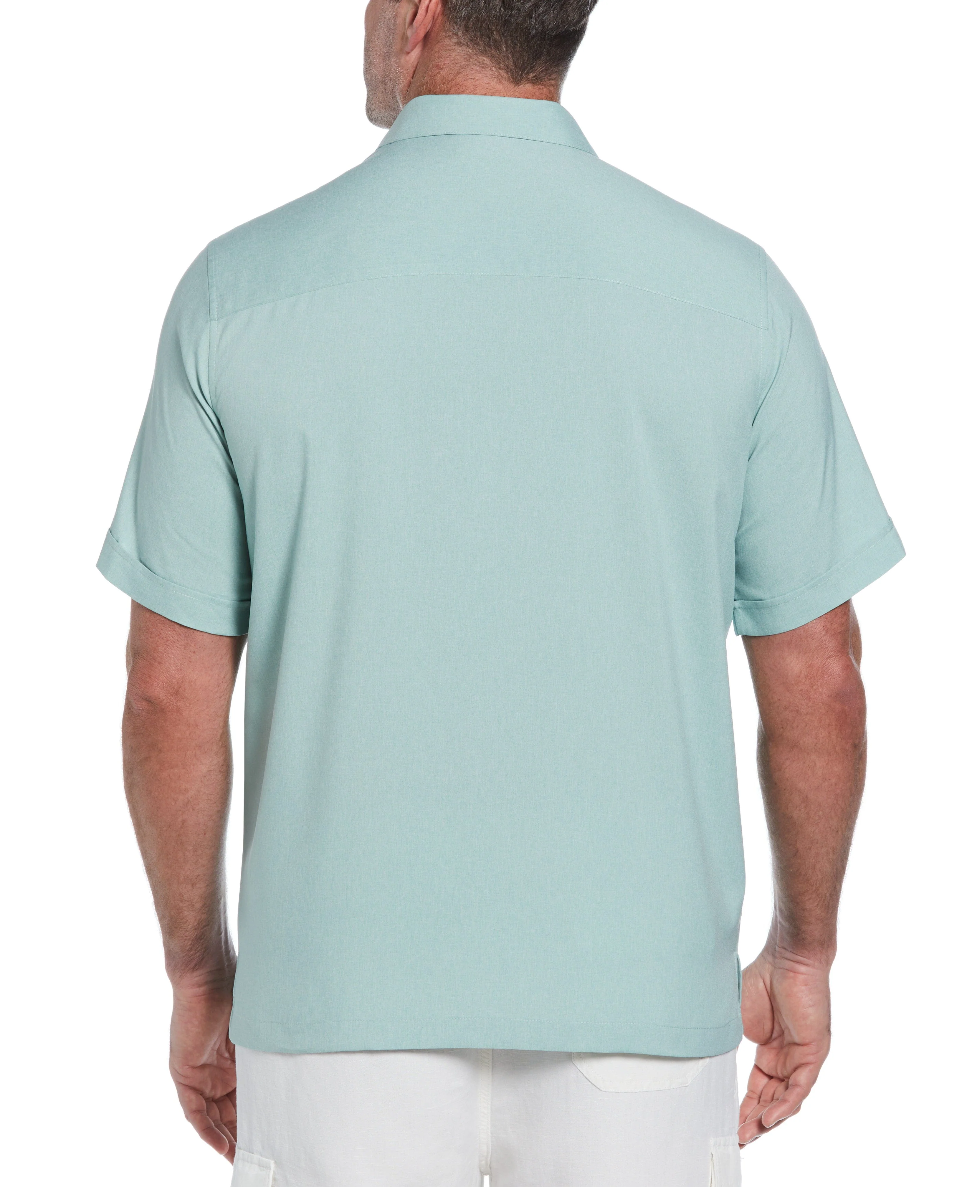 Big & Tall Two-Tone Cross Tuck Chambray Shirt - Image 17