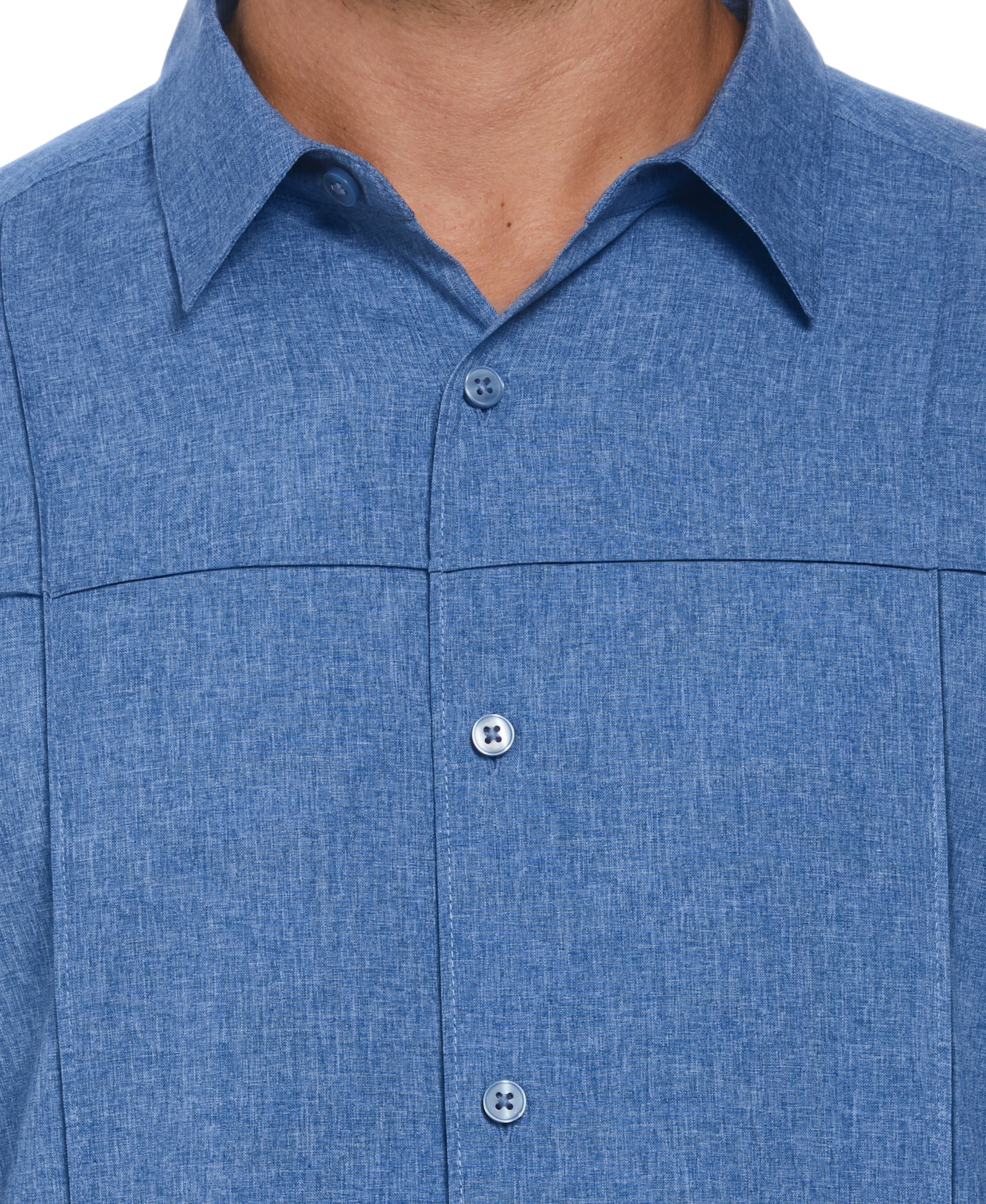 Big & Tall Two-Tone Cross Tuck Chambray Shirt - Image 29