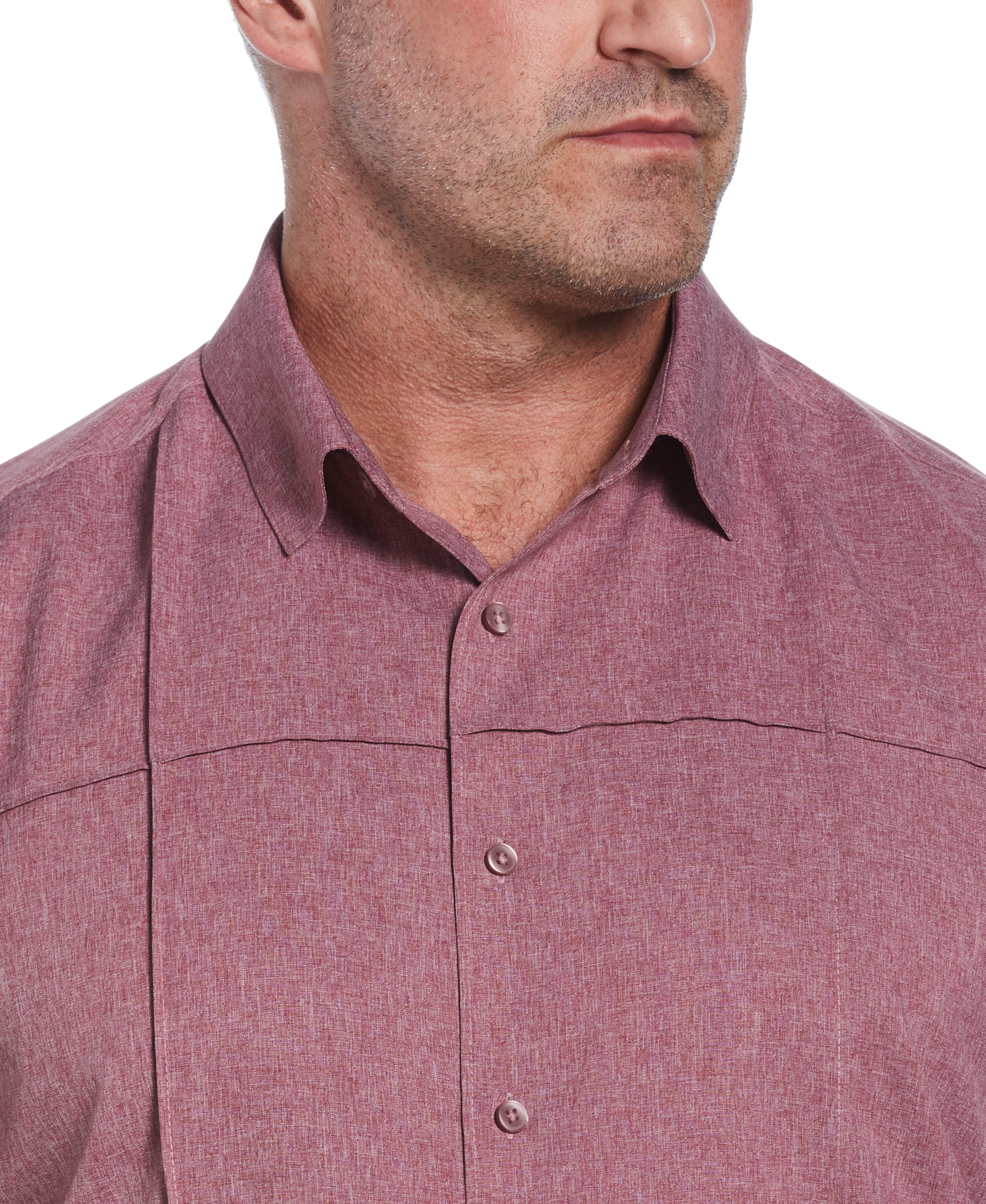 Big & Tall Two-Tone Cross Tuck Chambray Shirt - Image 4