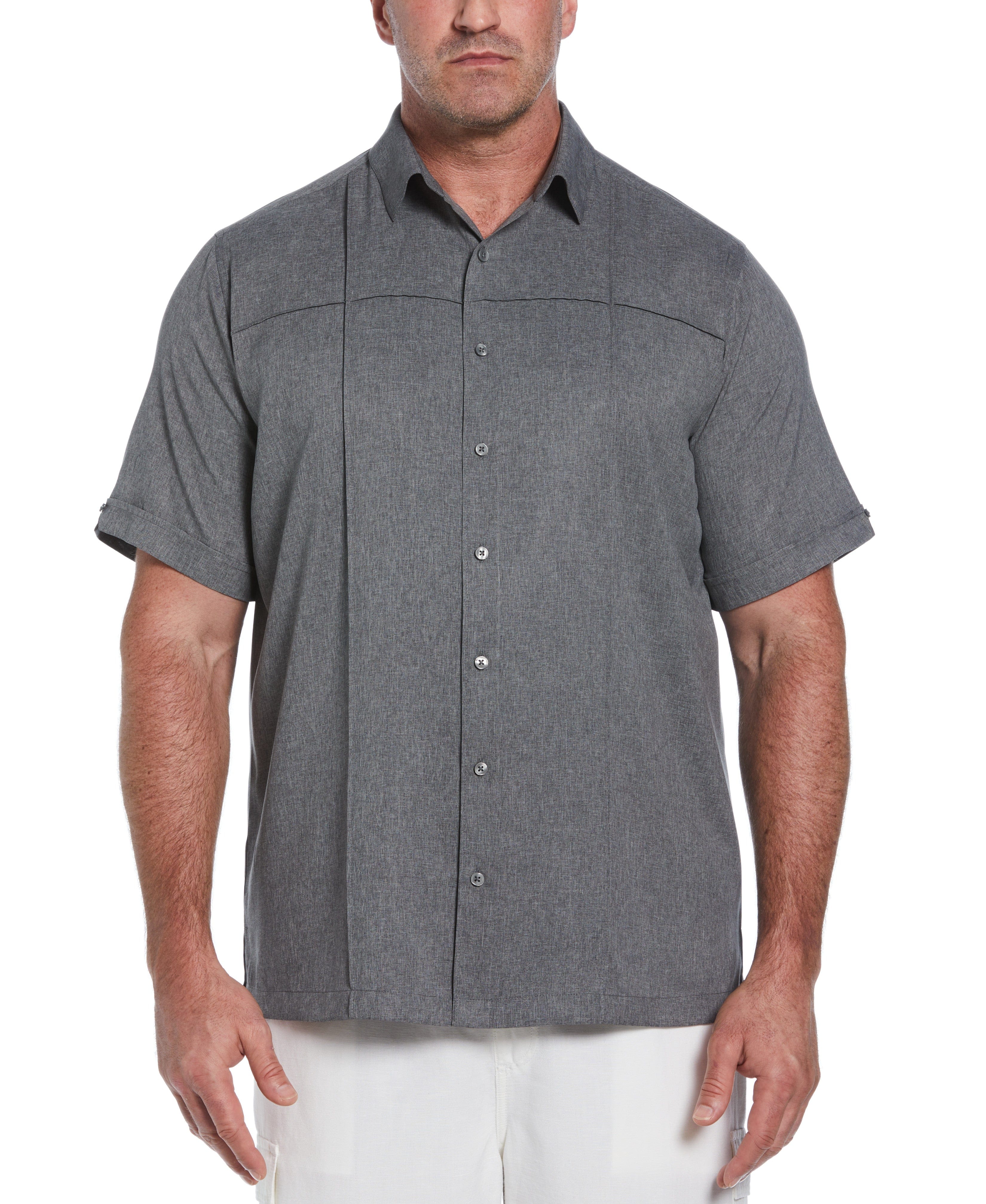 Big & Tall Two-Tone Cross Tuck Chambray Shirt - Image 6