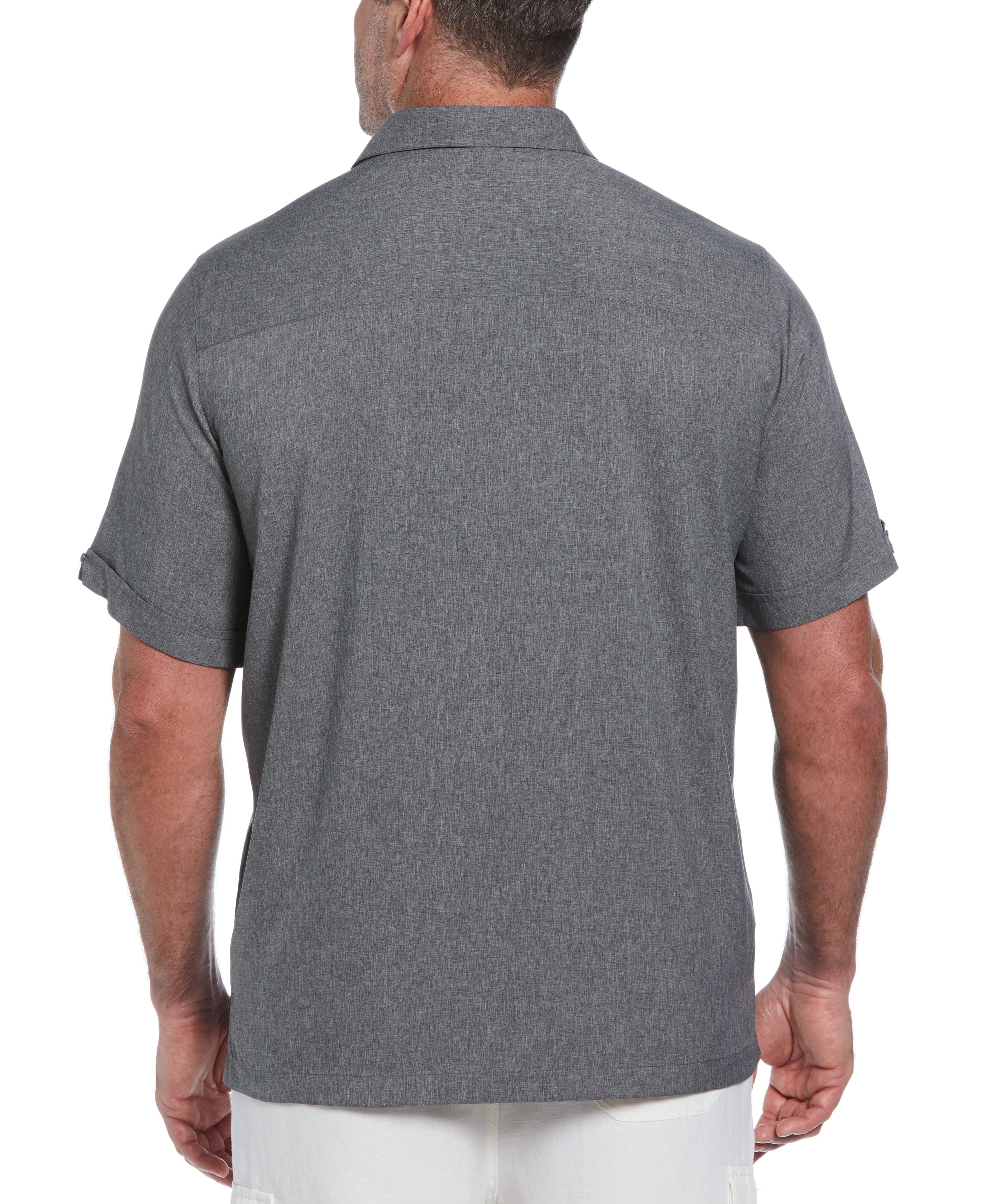 Big & Tall Two-Tone Cross Tuck Chambray Shirt - Image 7