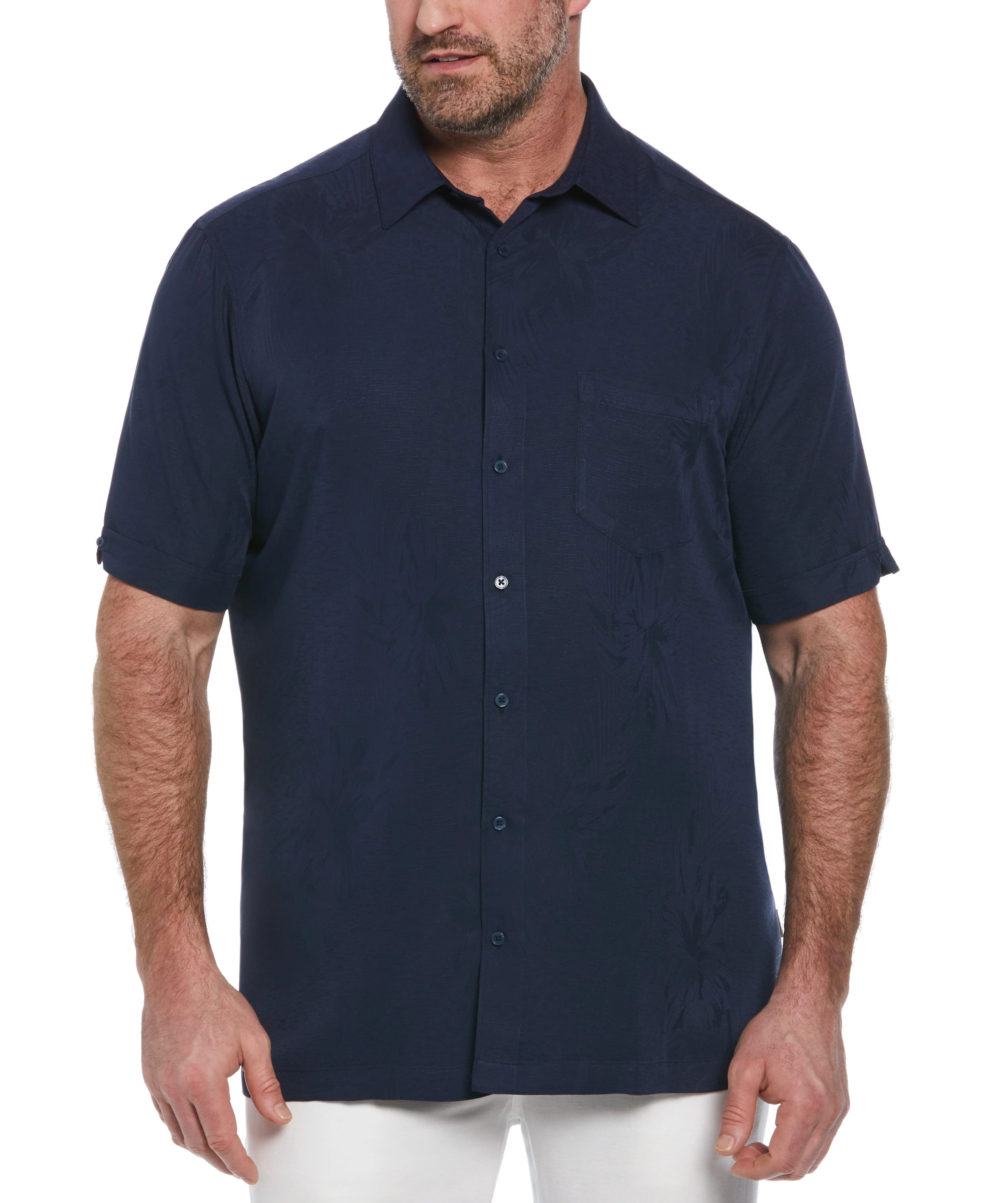 Big & Tall Two-Tone One Pocket Floral Print Shirt - Image 11