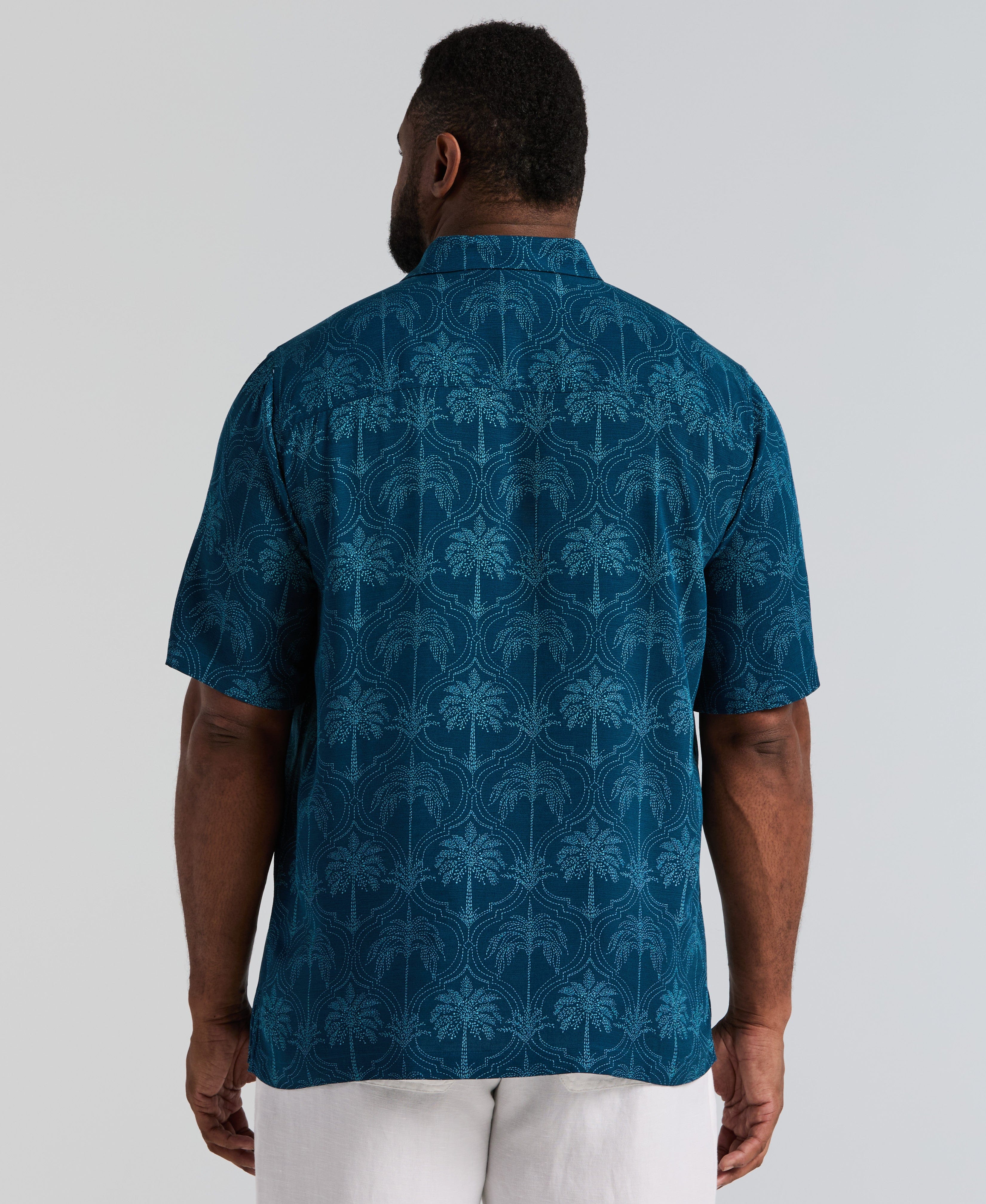 Big & Tall Viscose Medallion Palm Print Shirt - Image 3