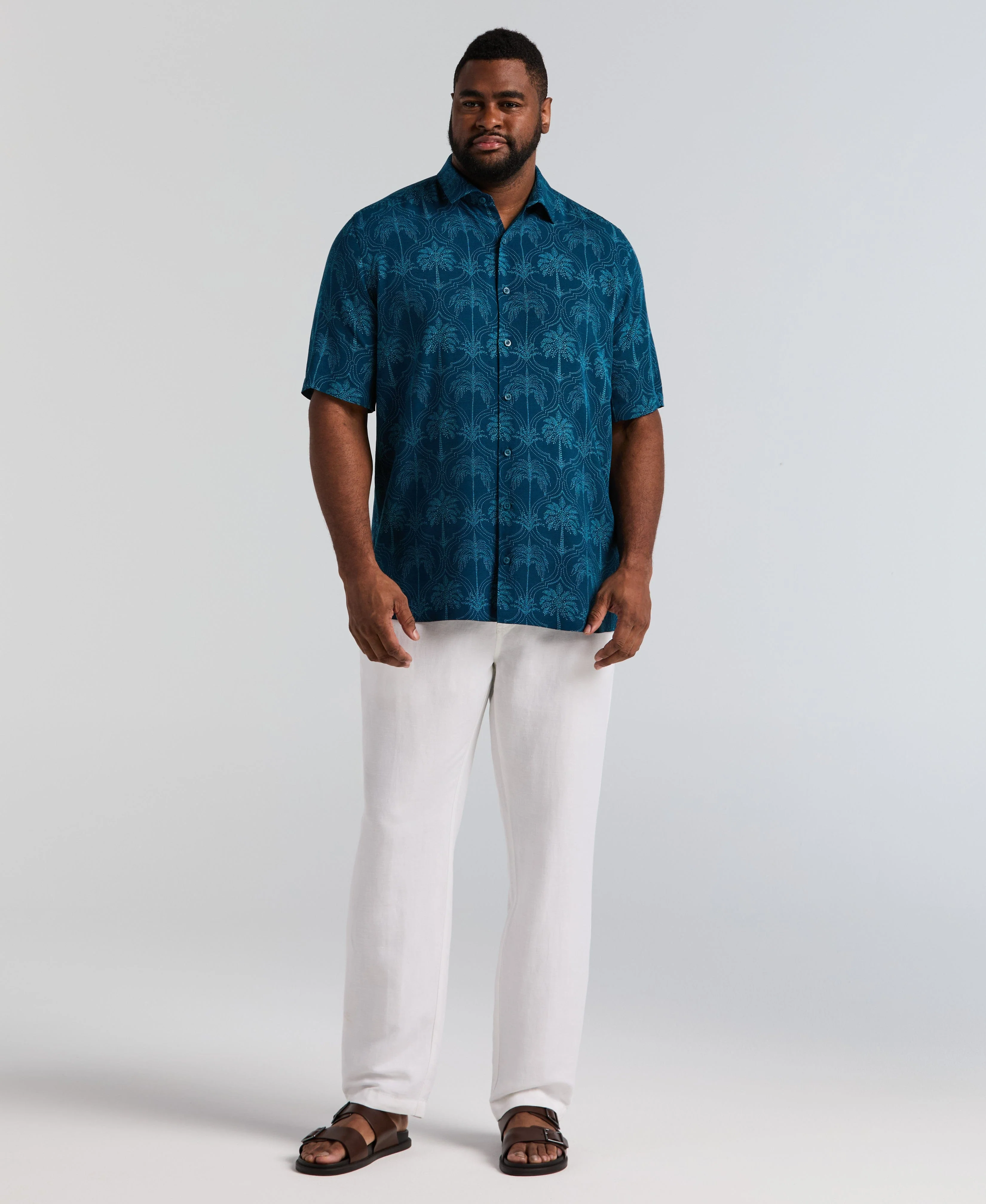 Big & Tall Viscose Medallion Palm Print Shirt - Image 4