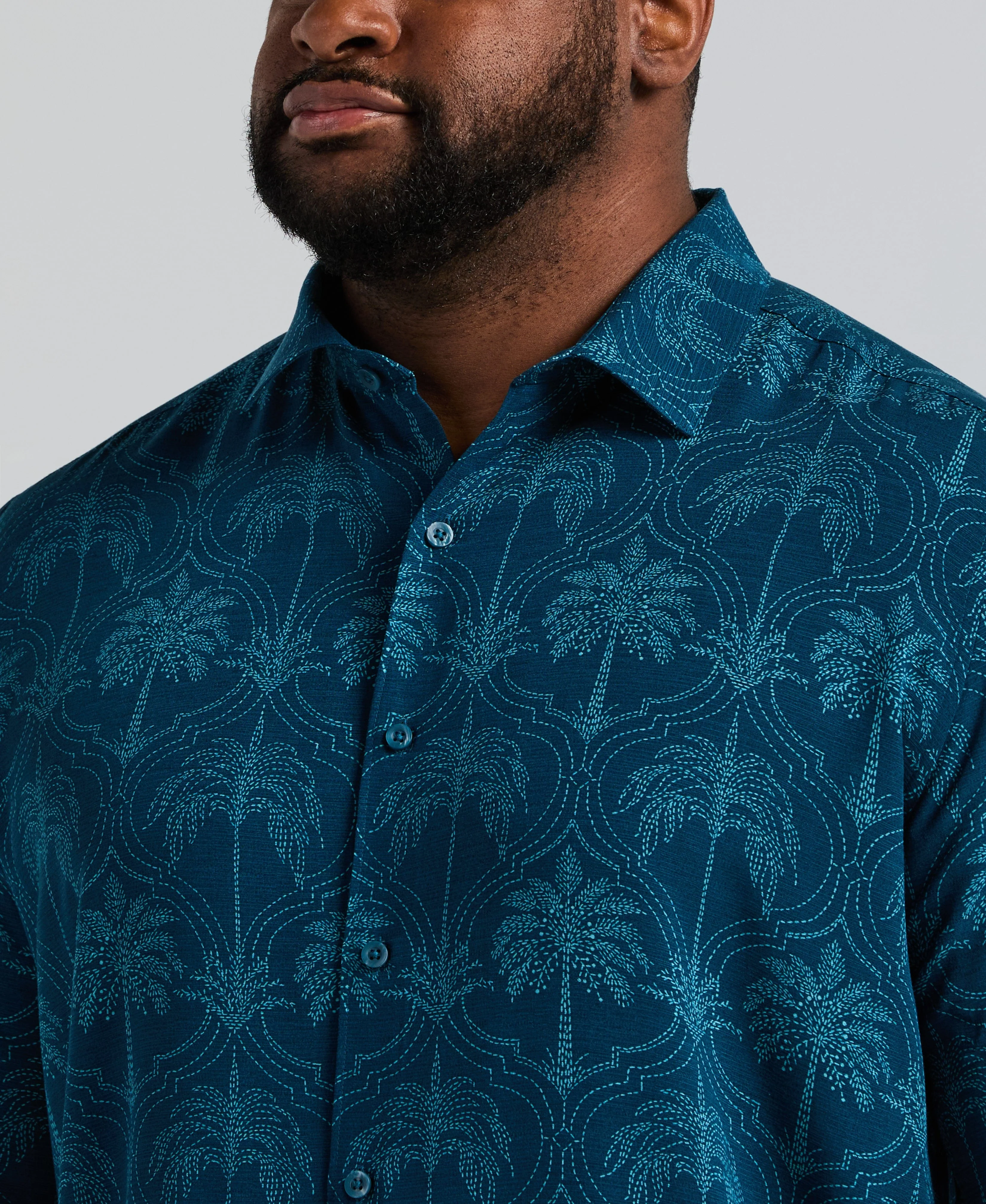 Big & Tall Viscose Medallion Palm Print Shirt - Image 5