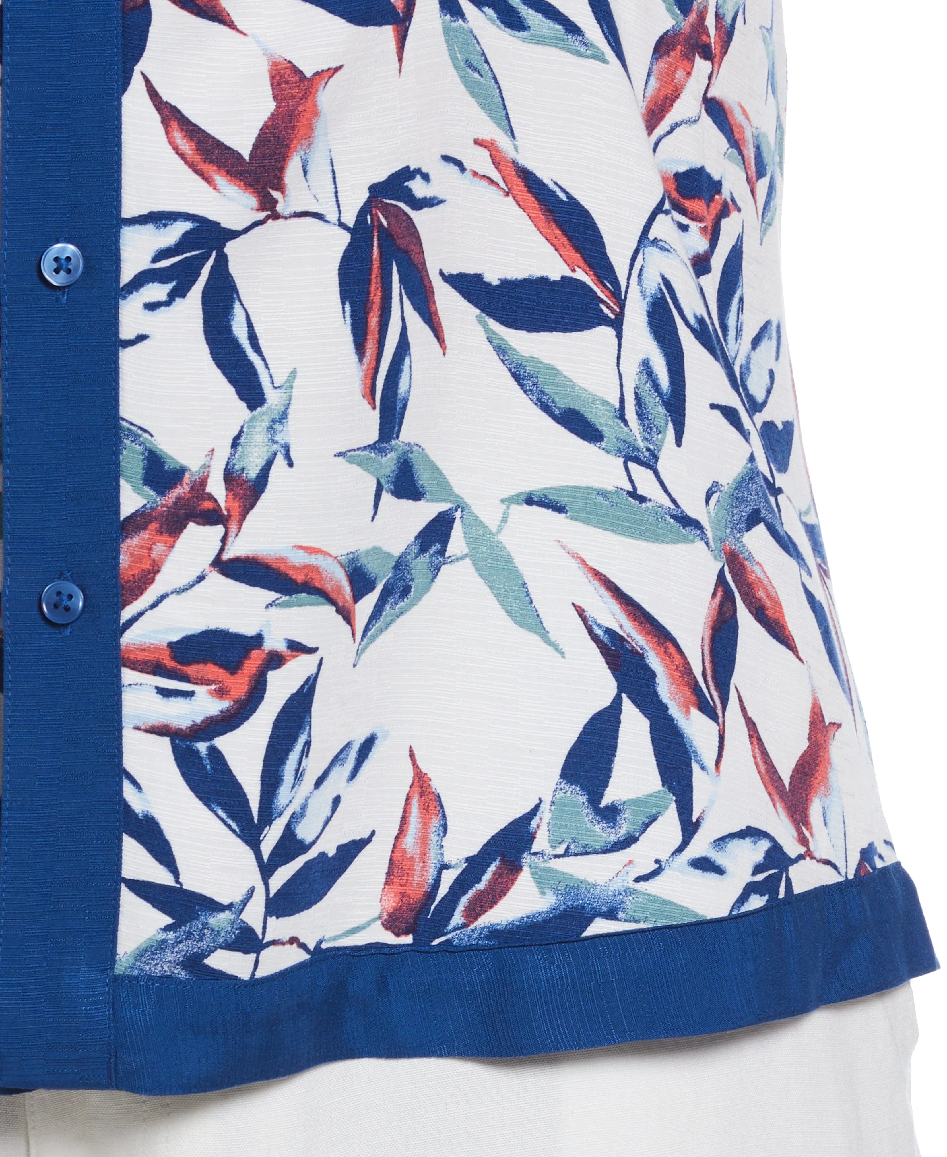 Big & Tall Watercolor Leaf Print Textured Shirt - Image 3